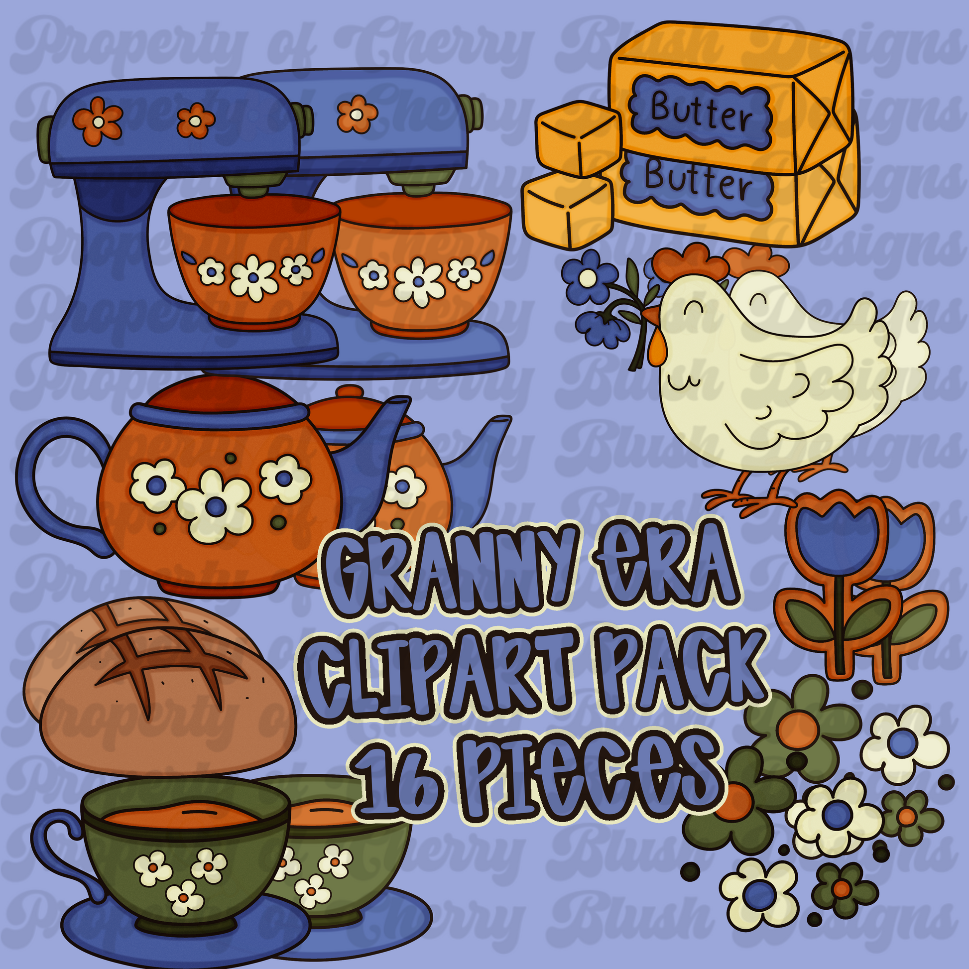 Granny Era Clipart Pack - 16 pieces