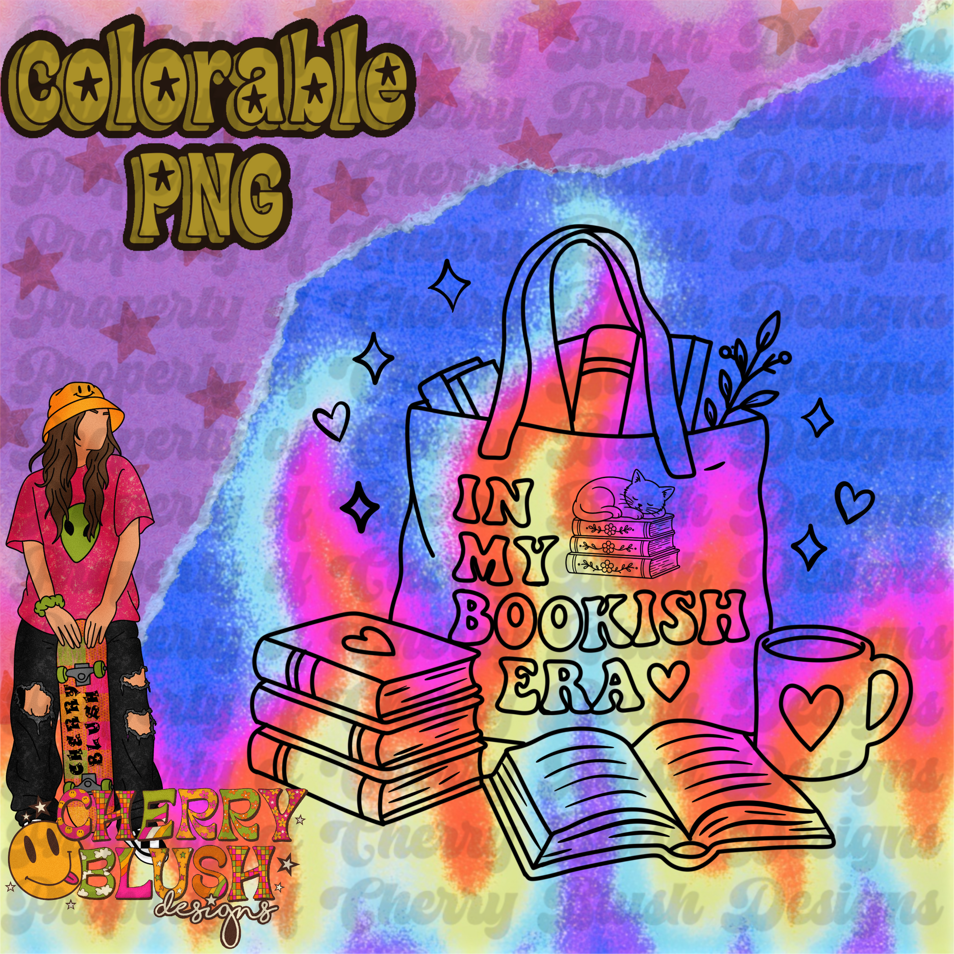 In My Bookish Era Colorable PNG