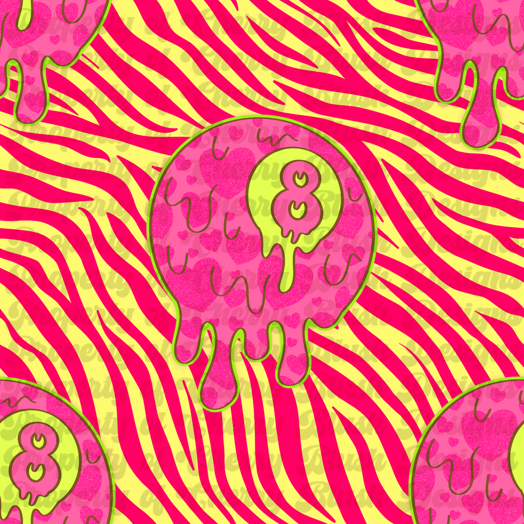 Drippy Valentine 8-Ball Seamless Pattern