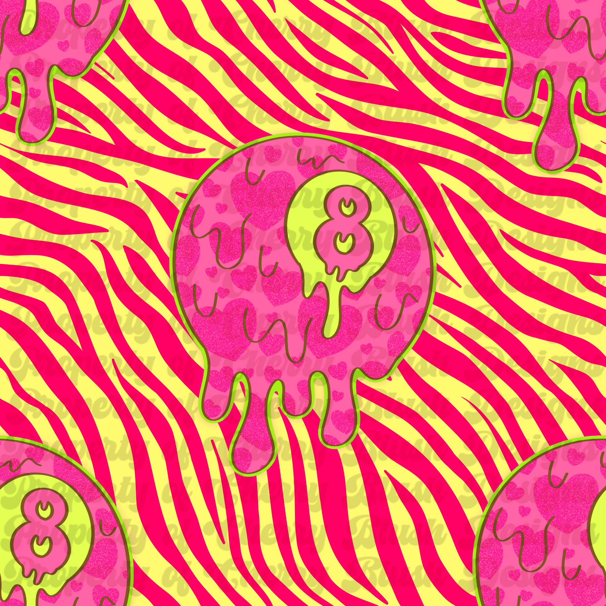 Drippy Valentine 8-Ball Seamless Pattern