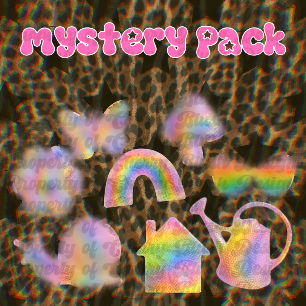 Mystery Clip Art Pack | Retro, Rainbow & Holographic PNG Elements