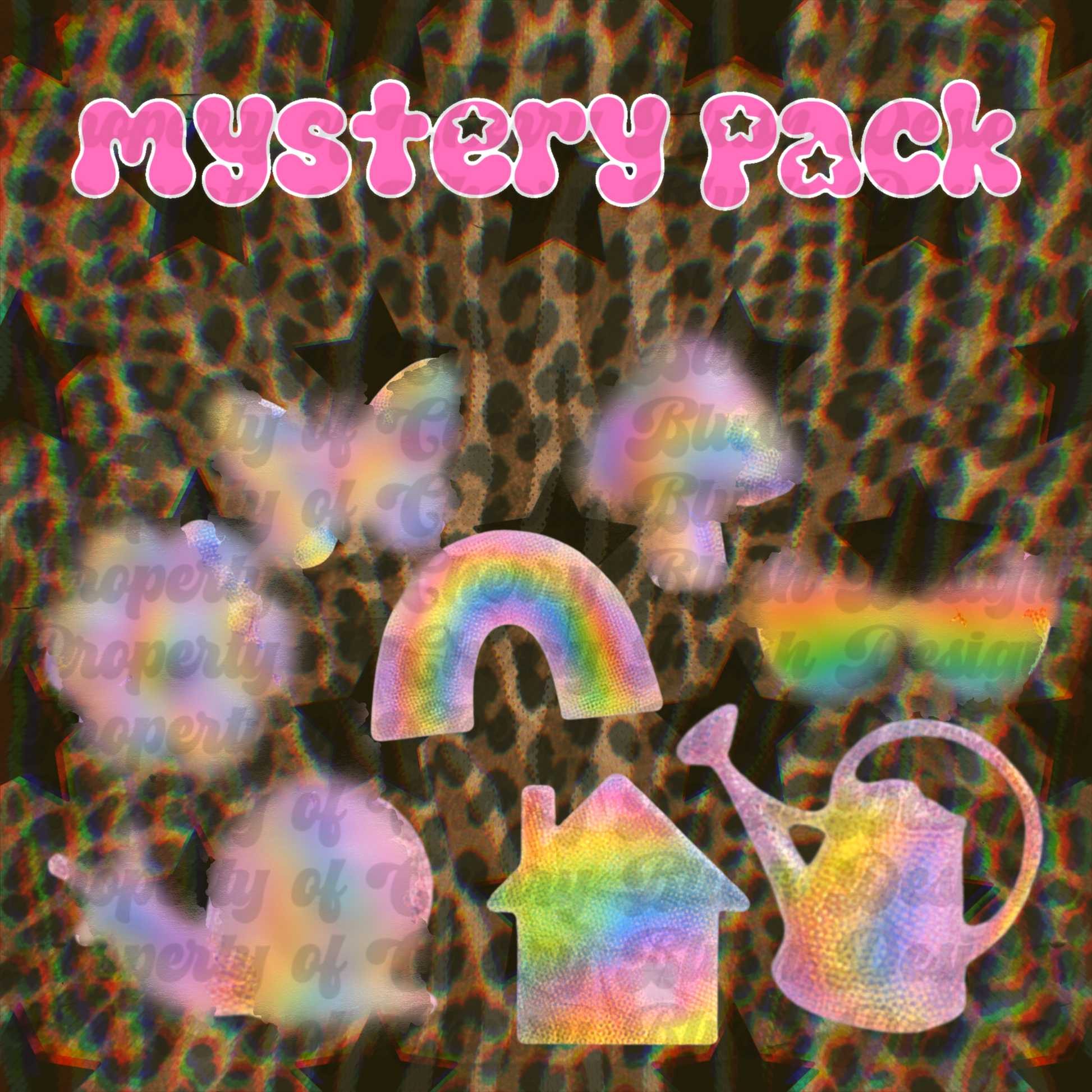 Mystery Clip Art Pack | Retro, Rainbow & Holographic PNG Elements