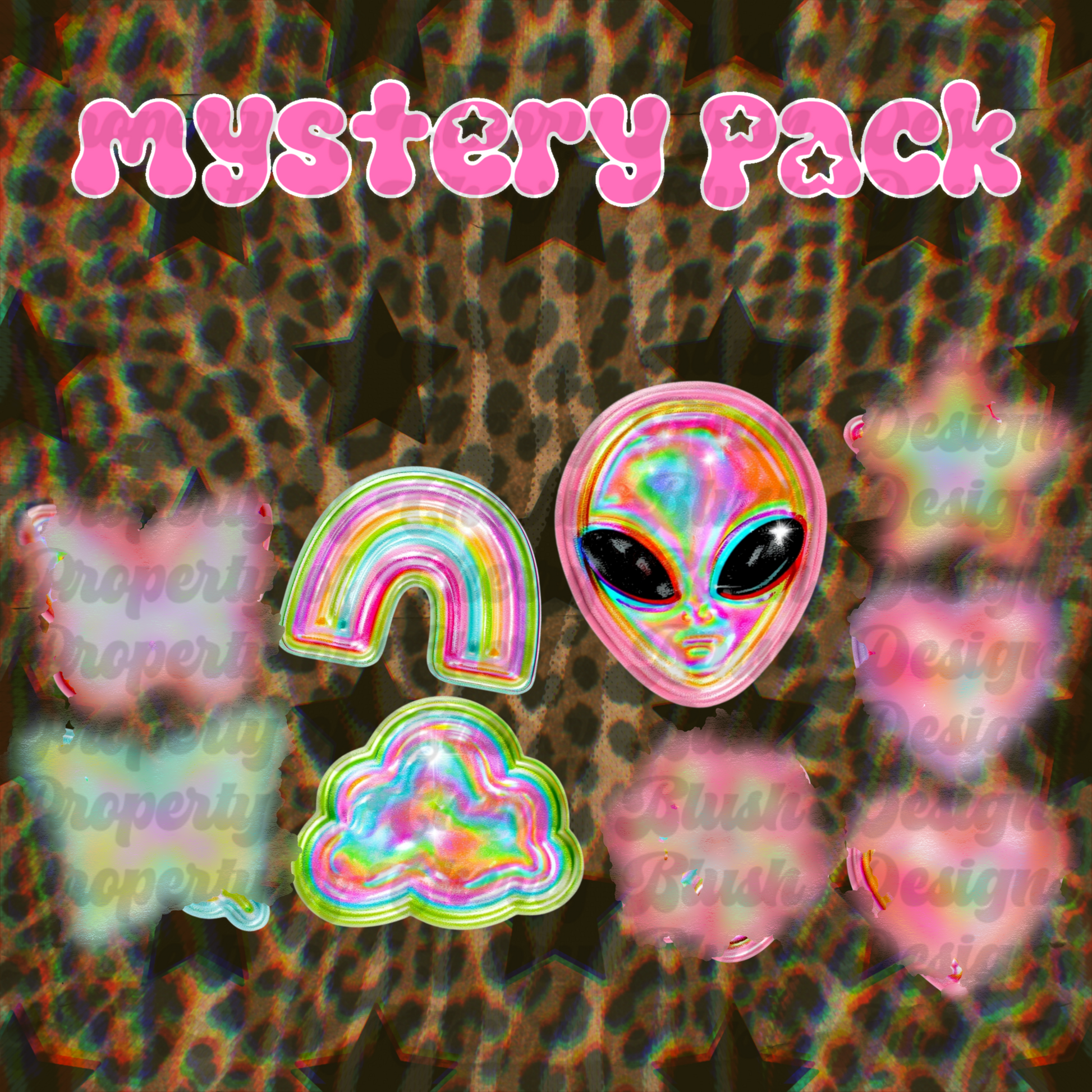 Mystery Clip Art Pack | Retro, Rainbow & Holographic PNG Elements