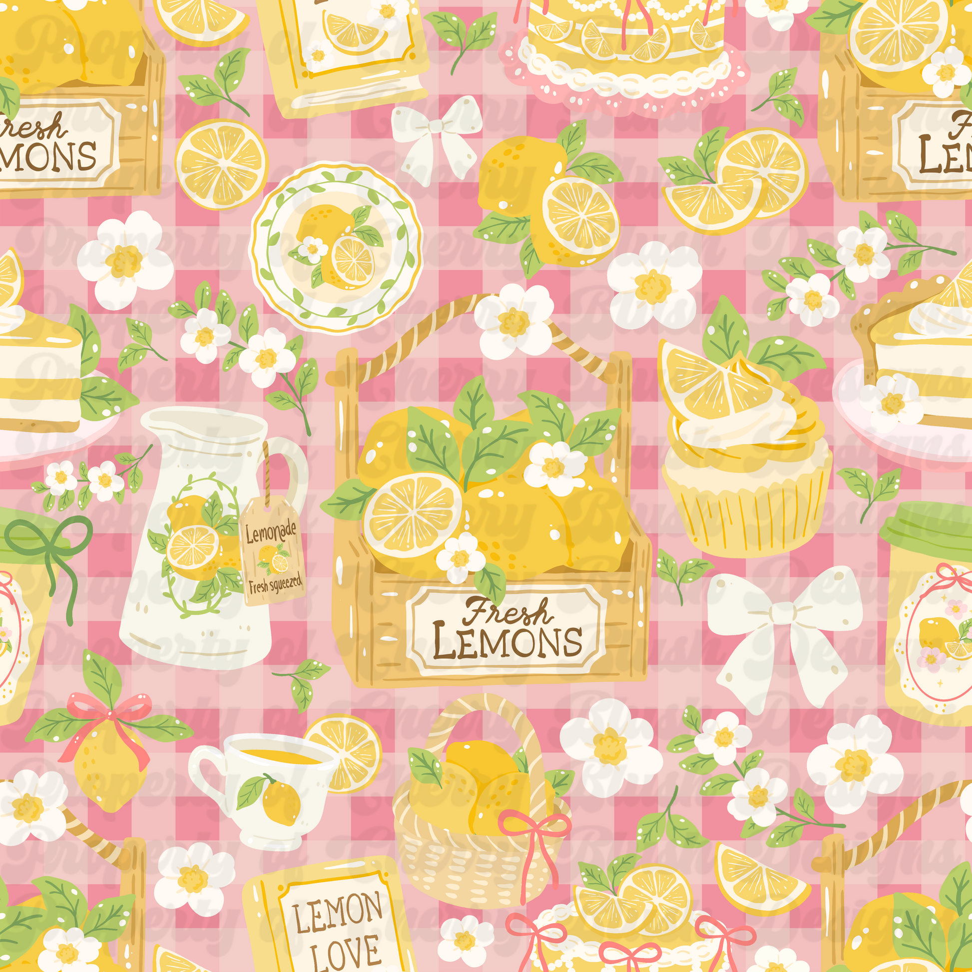 ✨ Semi-Exclusive Pink Lemonade Cottagecore Seamless Pattern | 12x12 | 300 DPI