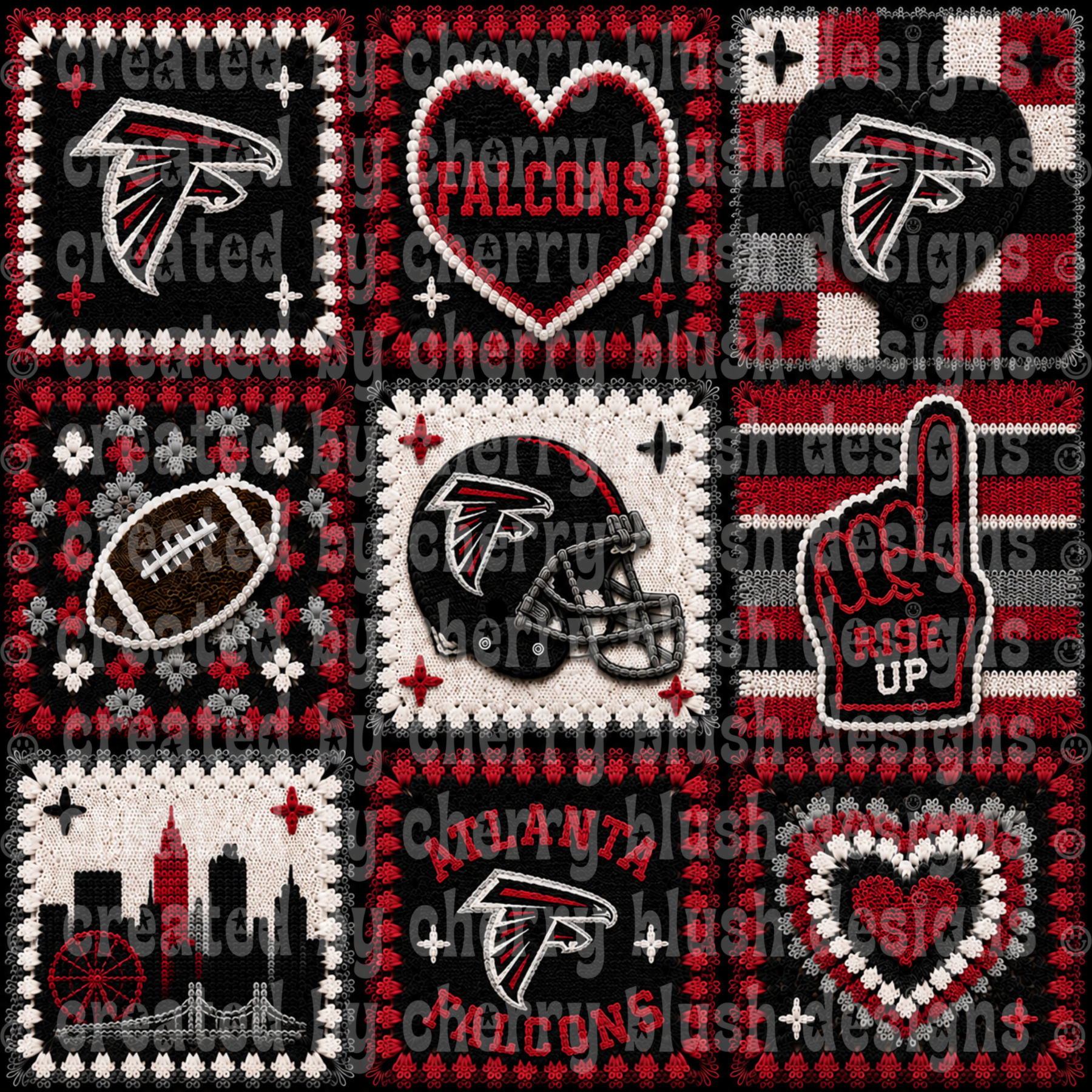 Falcons Crochet Football Seamless Pattern | Game Day Seamless File | Football Team Inspired Background