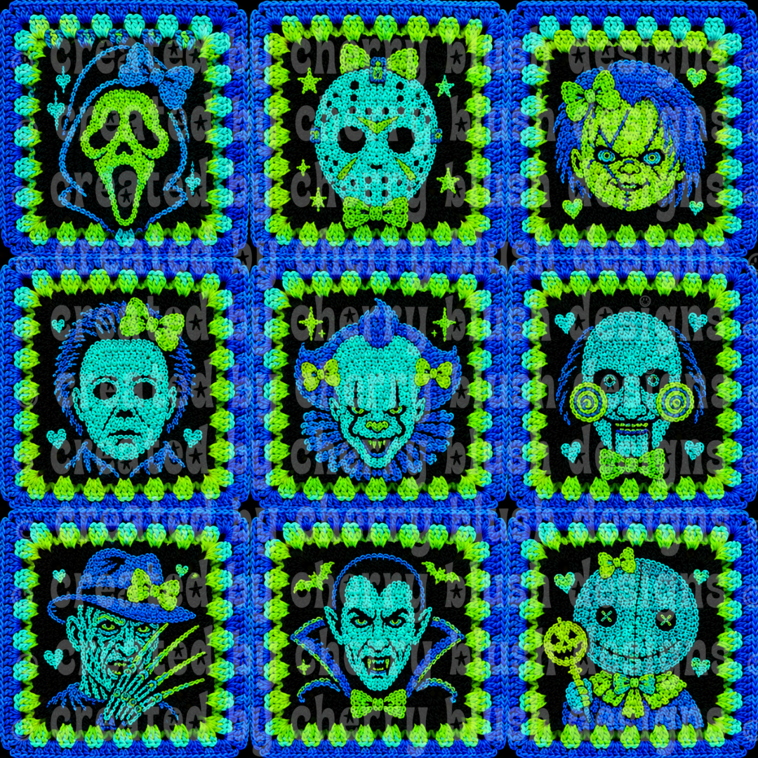 Croquette Blue Neon Crochet Seamless