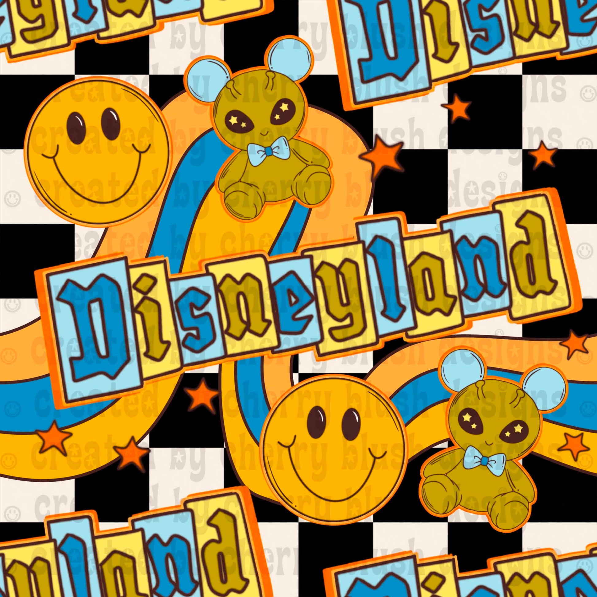 Alien Land Blue Seamless Pattern