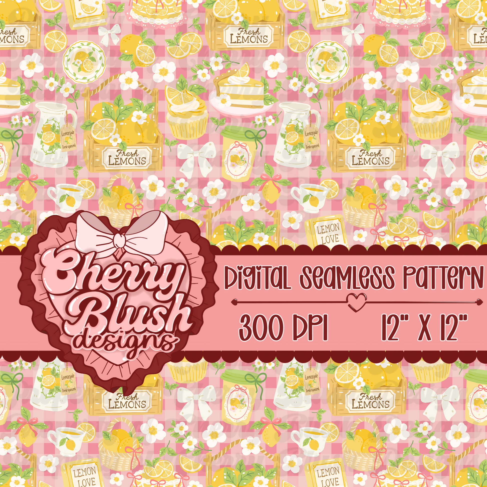 ✨ Semi-Exclusive Pink Lemonade Cottagecore Seamless Pattern | 12x12 | 300 DPI