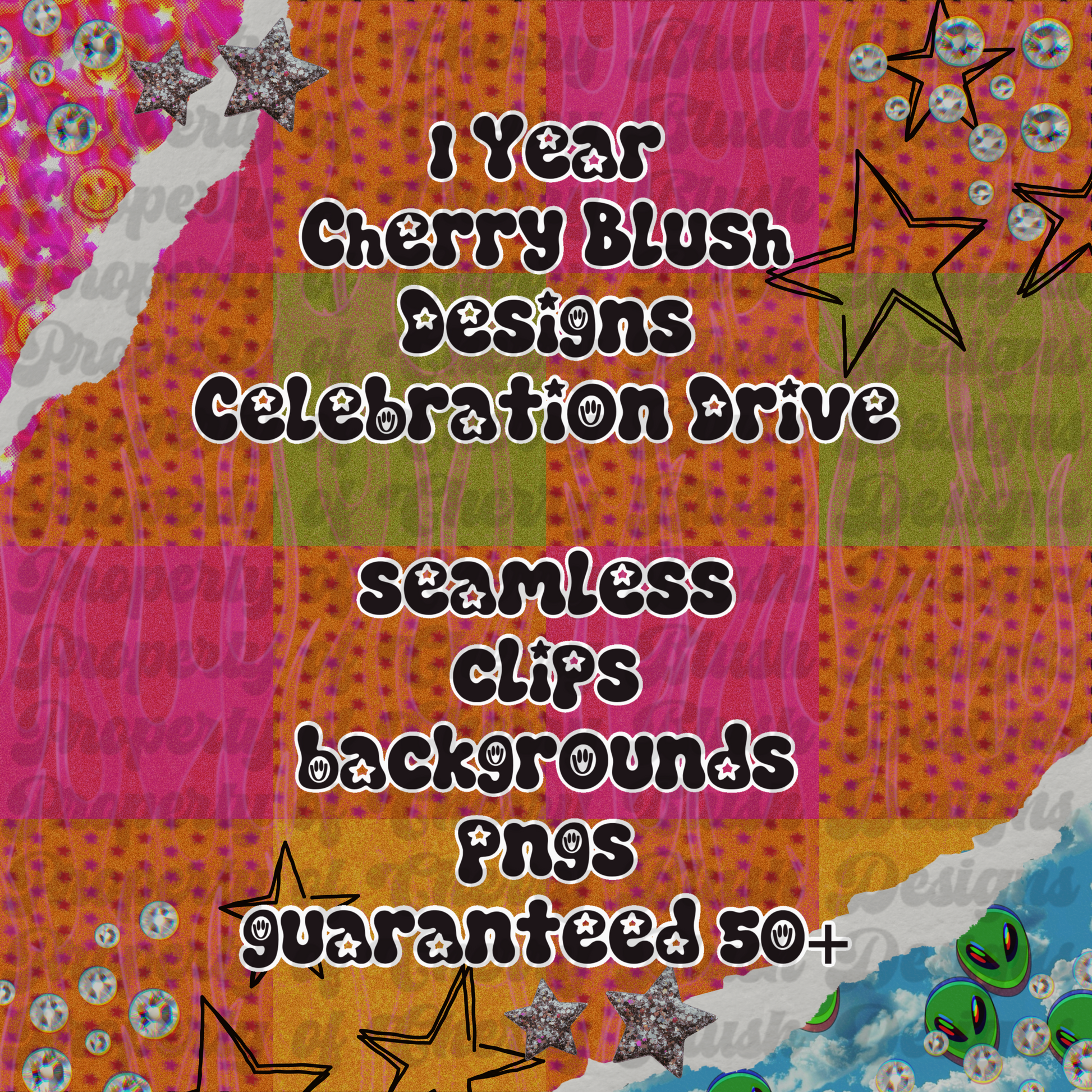 Cherry Blush Designs Celebration Drive | 50+ PNGs, Seamless Patterns, Clip Art & Backgrounds