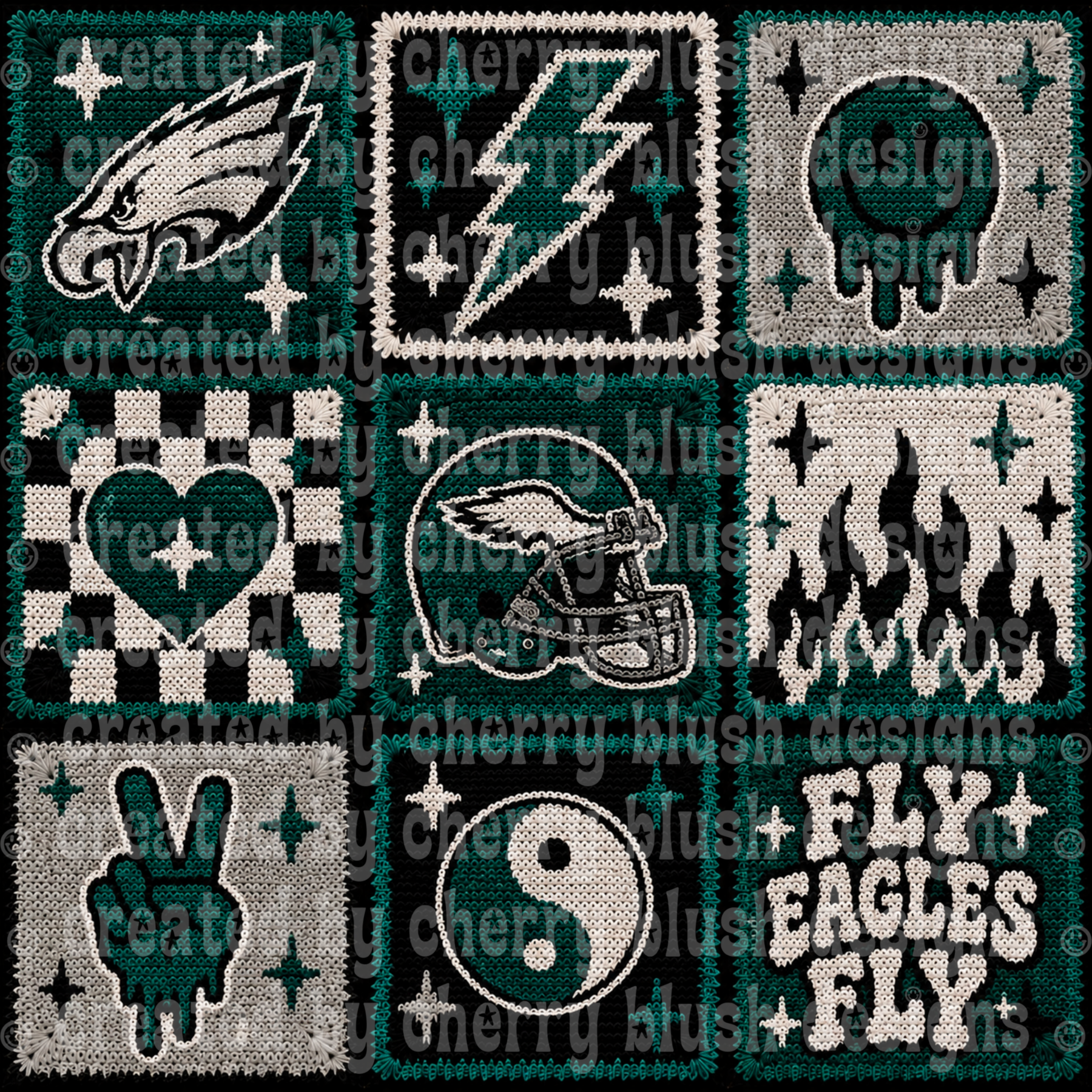 Eagles Icons Crochet Football Seamless Pattern | Game Day Seamless File | Football Team Inspired Background