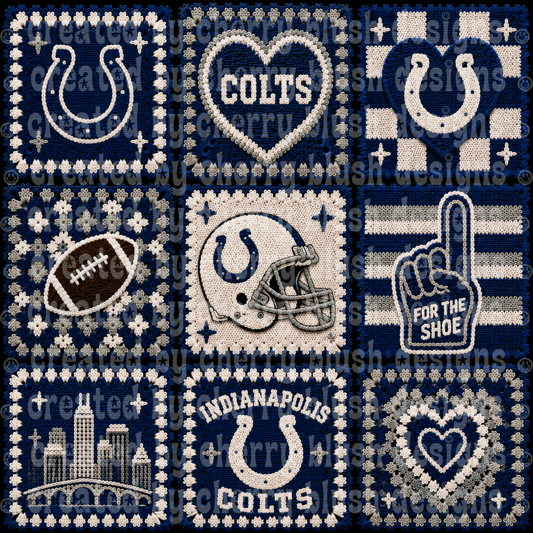 Colts Crochet Football Seamless Pattern | Game Day Seamless File | Football Team Inspired Background