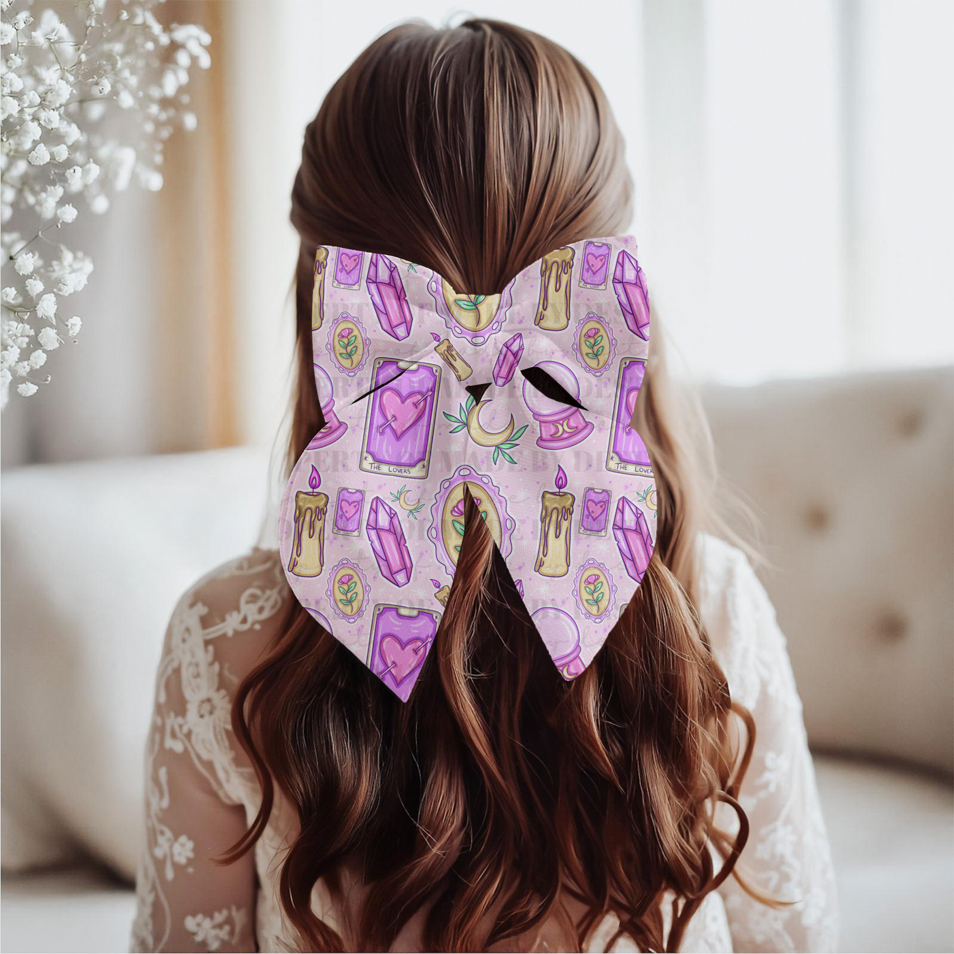 Pink Witchy Tarot Seamless Pattern | Crystal Moon Magic Digital Paper | Lovers Card Sublimation Background