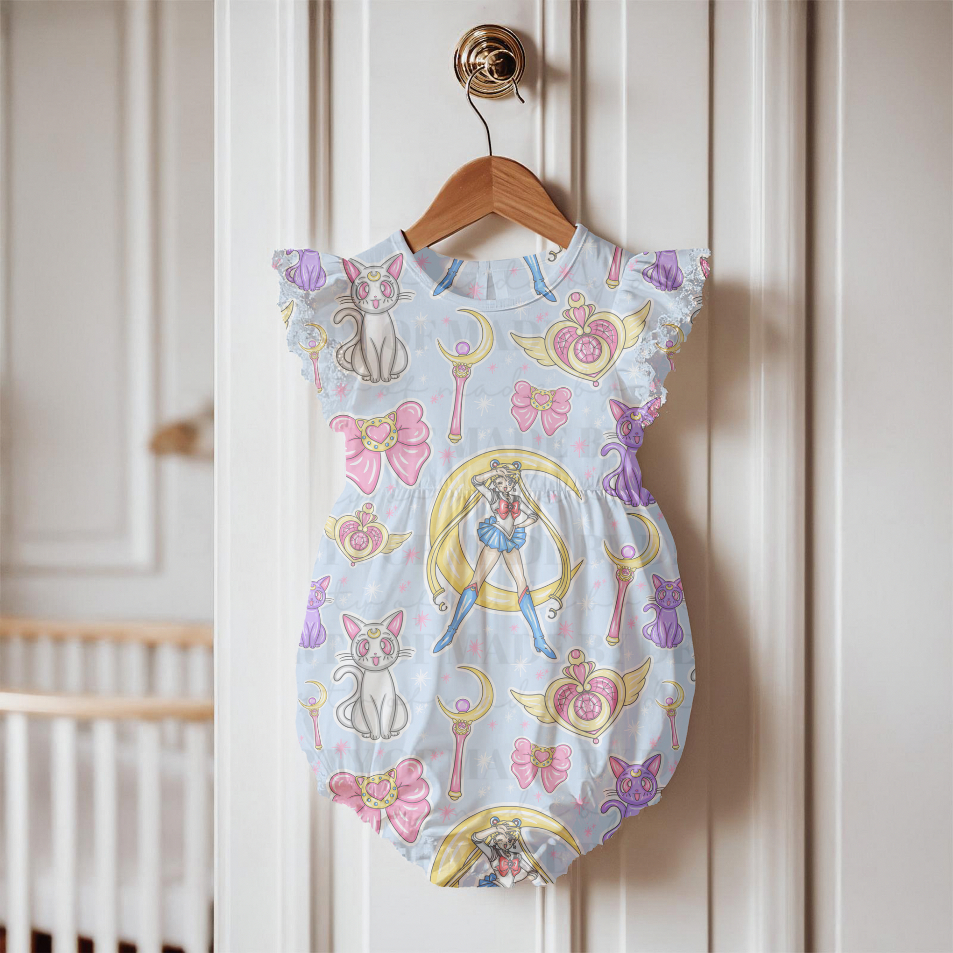 Magical Girl Seamless Pattern | Cute Moon Cat Digital Paper | Anime Bow & Wand Sublimation Background