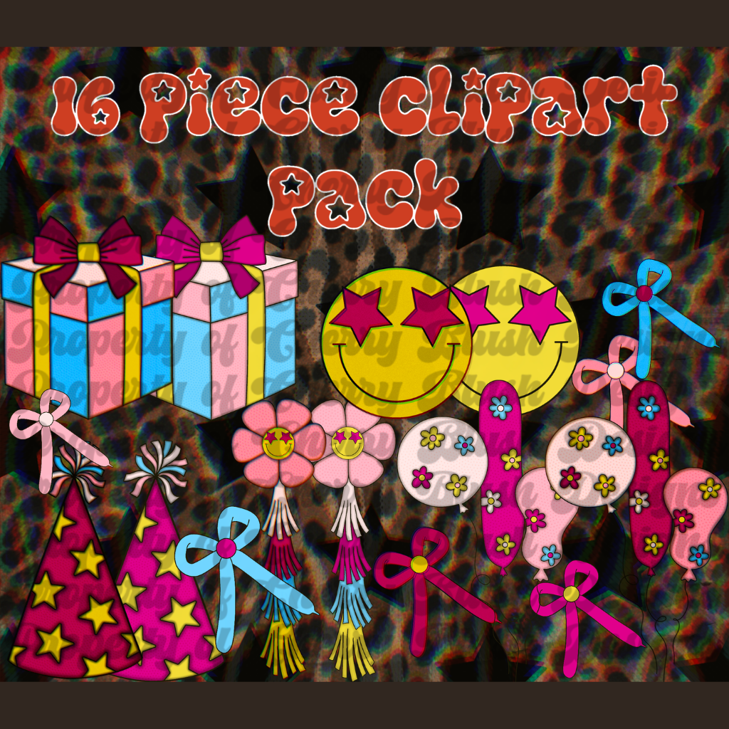 Celebration Clip Art Pack | 16 Birthday & Party Elements PNG Bundle