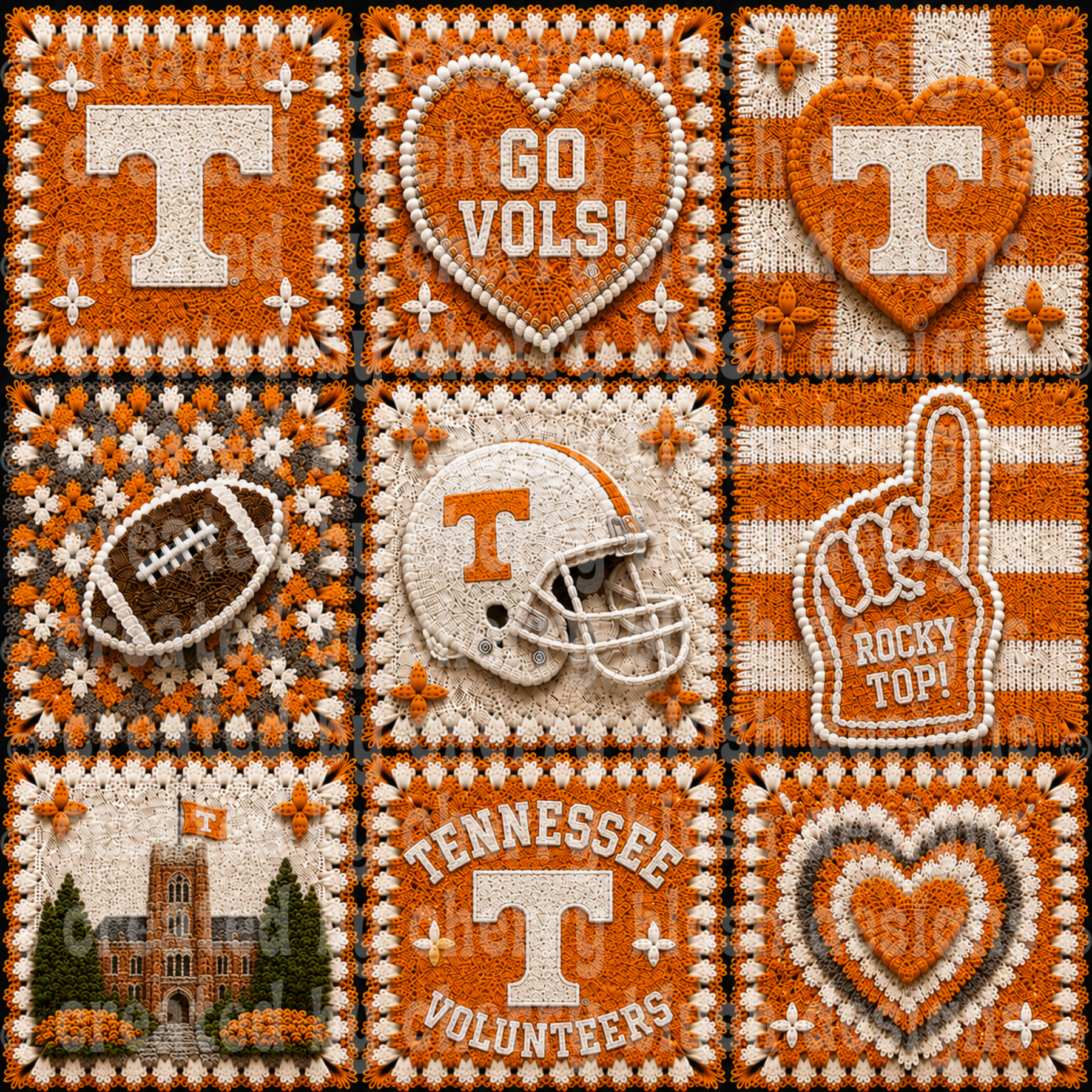Vols Crochet Football Seamless Pattern | Game Day Seamless File | Football Team Inspired Background