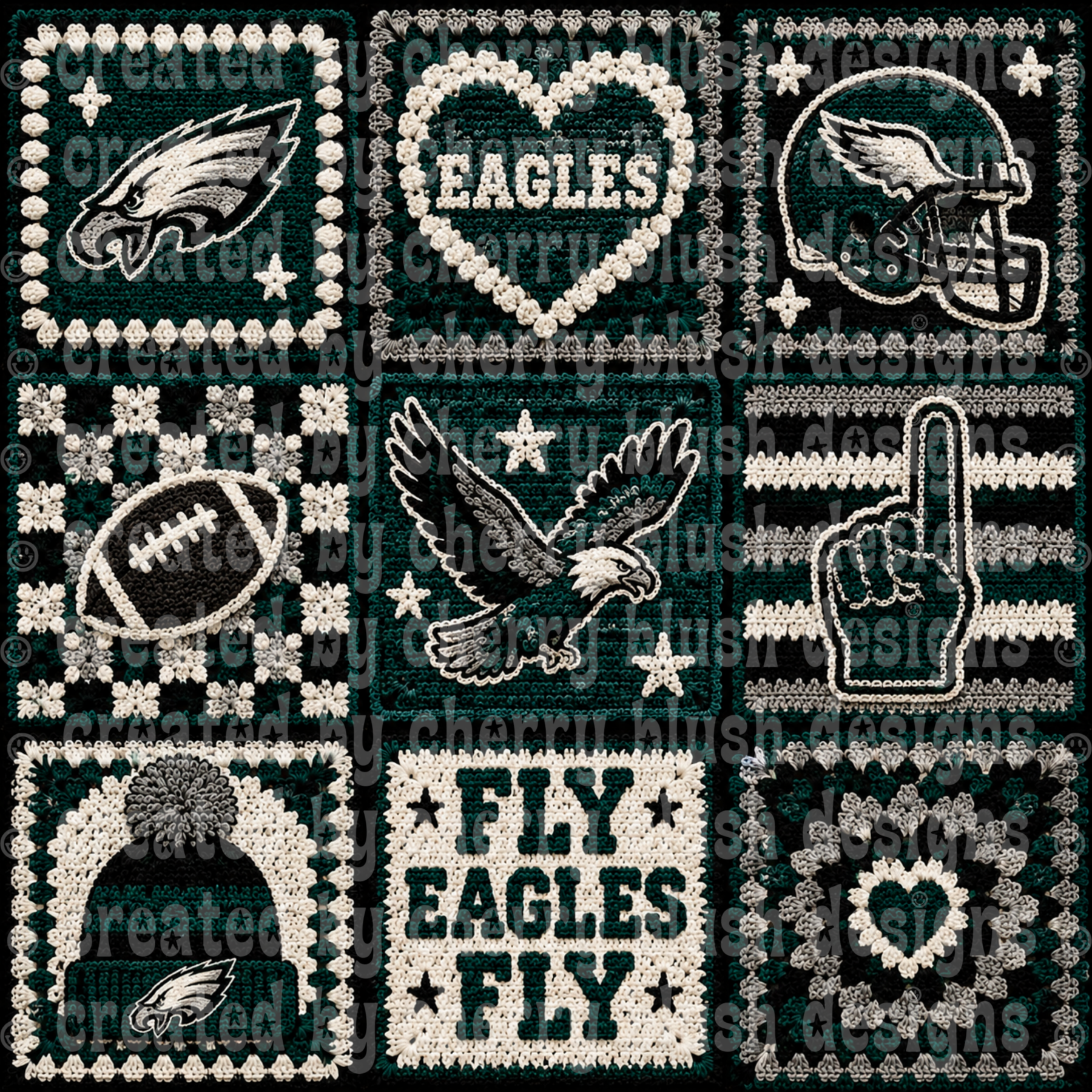 Eagles Crochet Football Seamless Pattern | Game Day Seamless File | Football Team Inspired Background