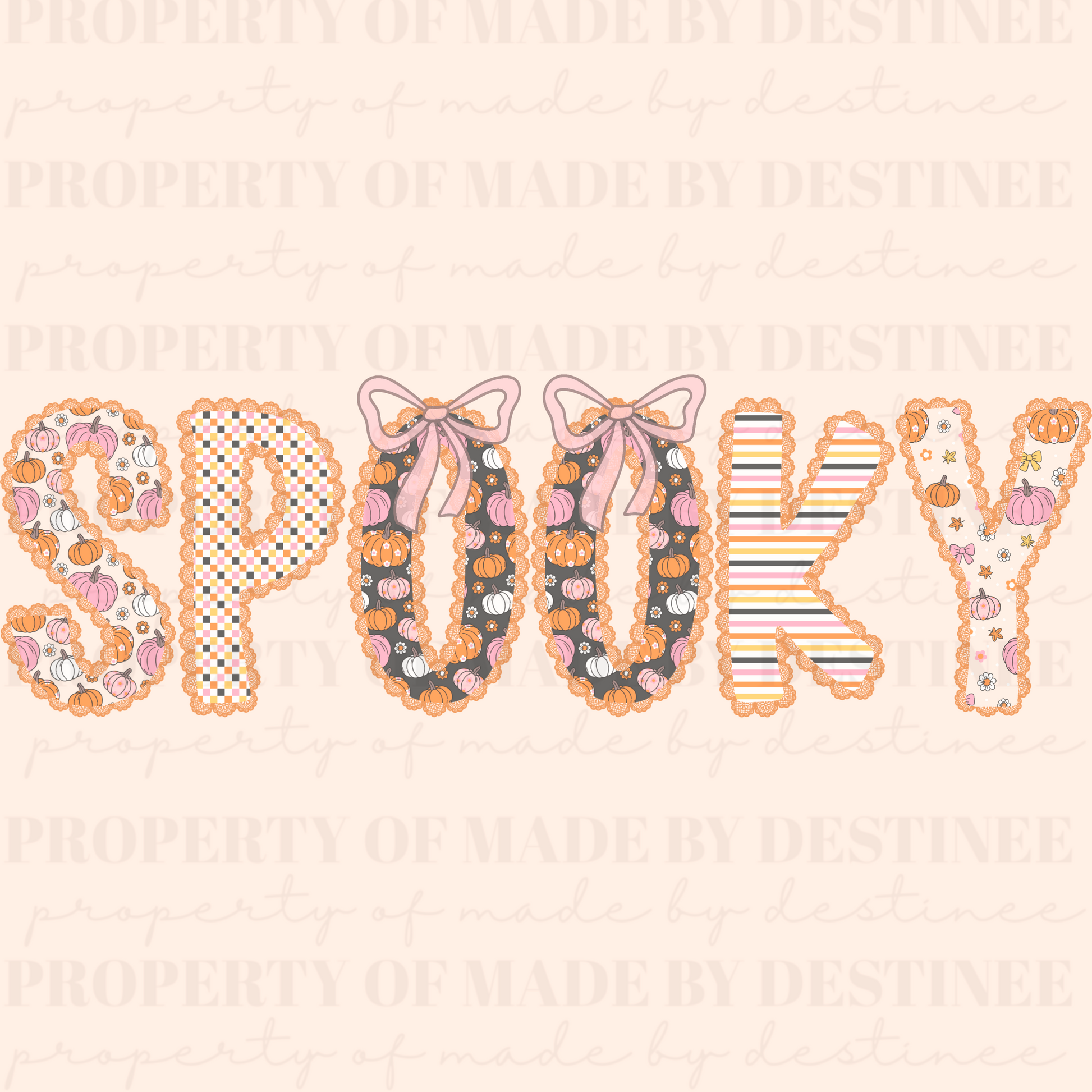 Spooky Lace Halloween Alphabet PNG Set | Cute Pumpkin Lace Letters for Sublimation, Crafts & Digital Designs