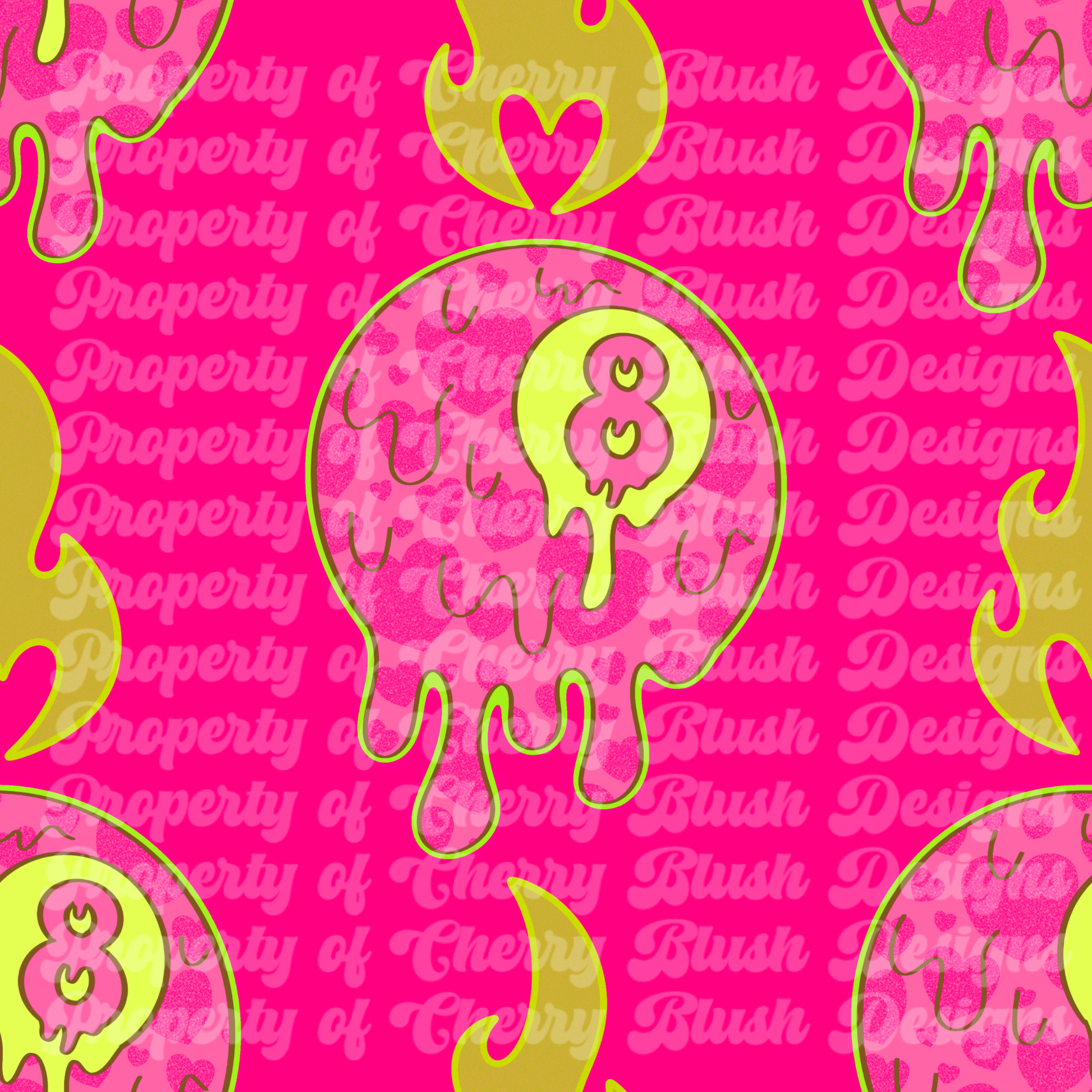 Drippy Valentine 8-Ball Seamless Pattern