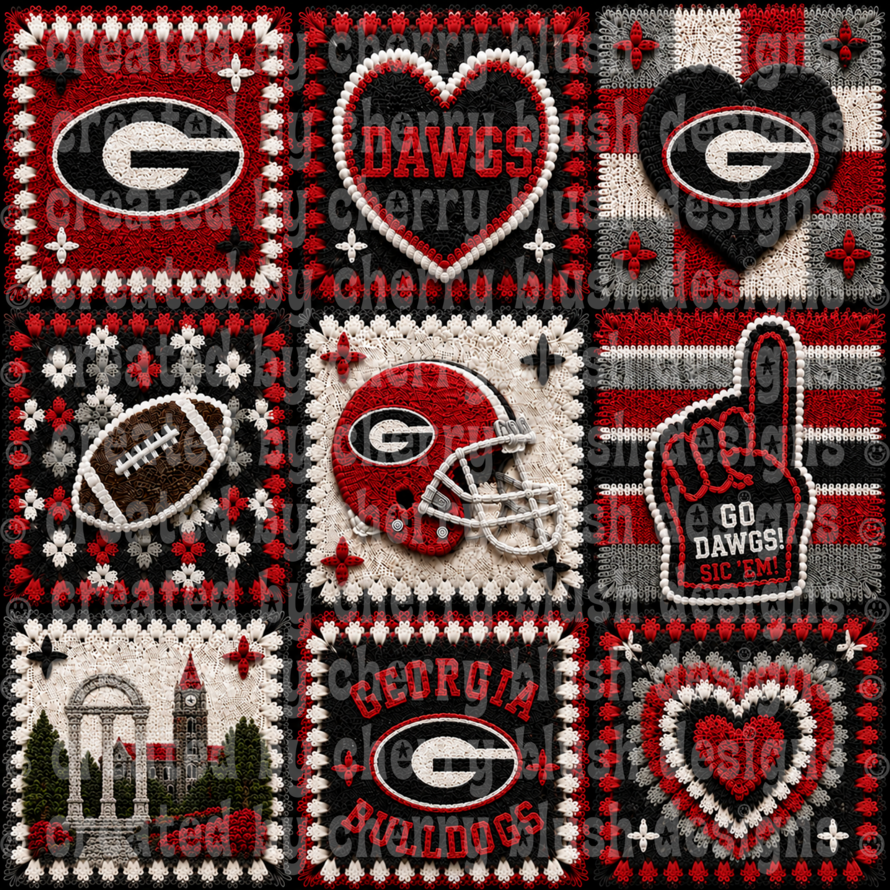 Bulldogs Crochet Football Seamless Pattern | Game Day Seamless File | Football Team Inspired Background