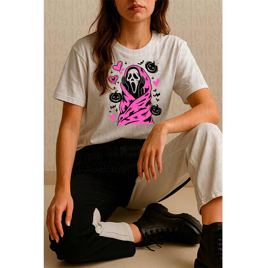 👻 Ghostface Snuggle – Wrapped Horror Cutie PNG for White Backgrounds