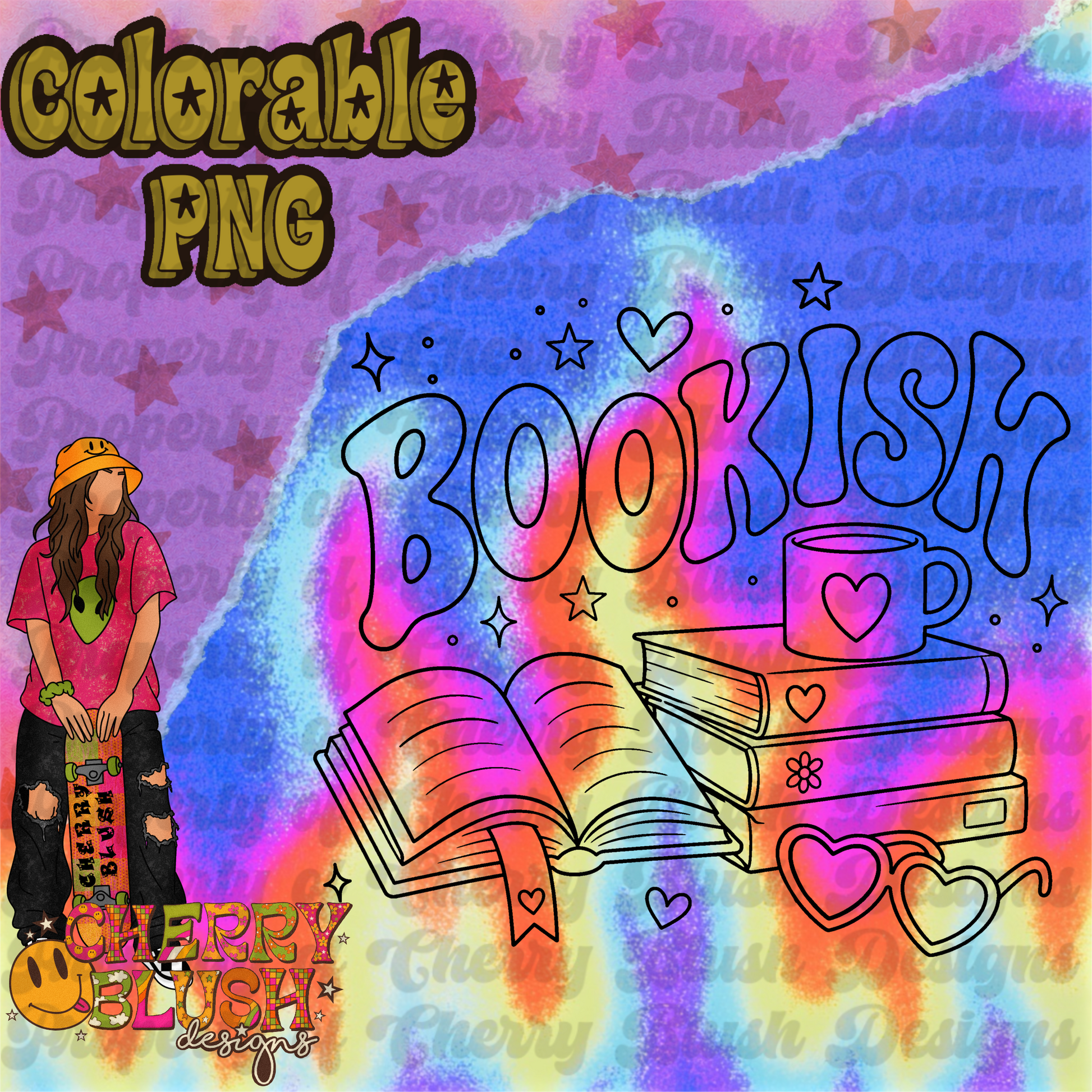 Heart Bookish Colorable PNG