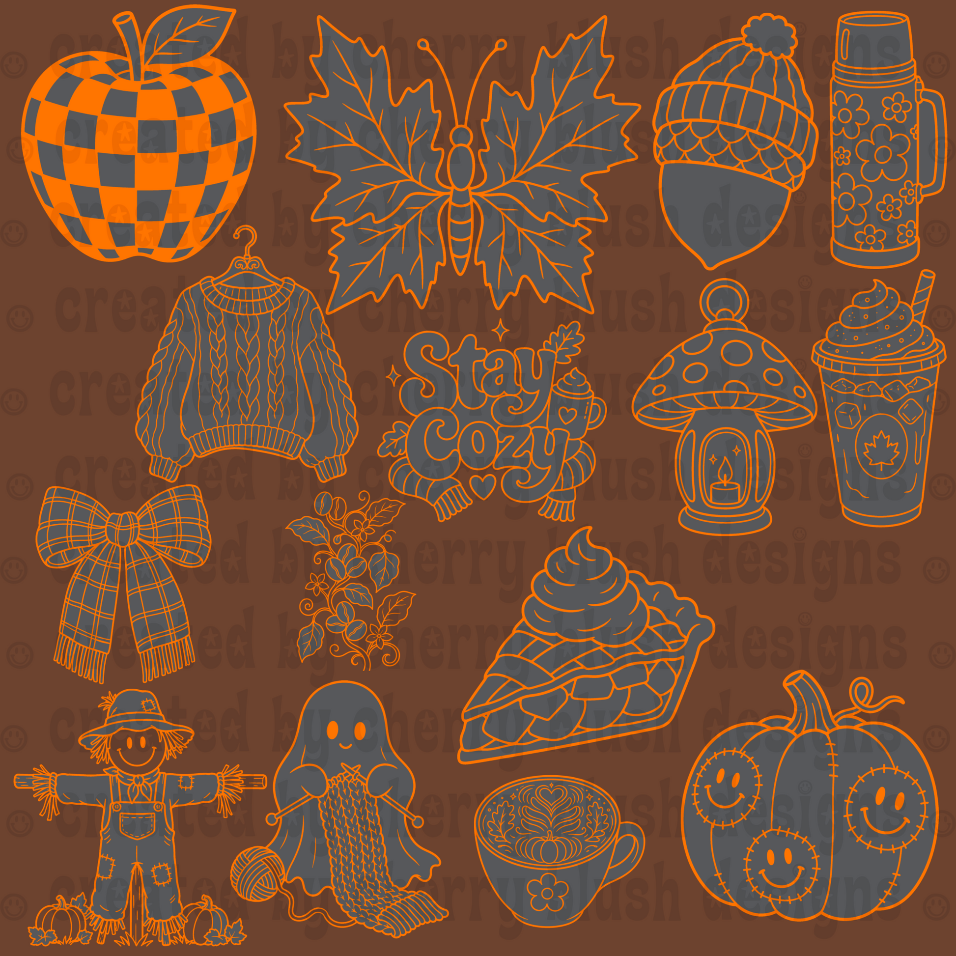 dopamine fall procreate stamp set