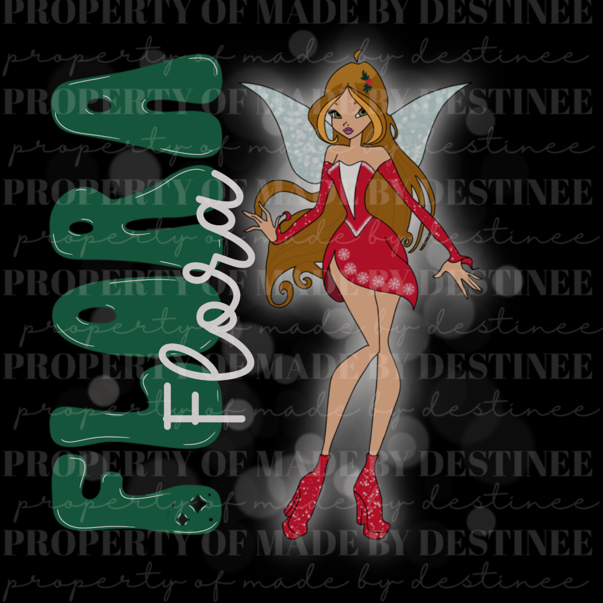 💚 Winx Club Flora Christmas PNG | Retro Holiday Character Design for Tees, DTF & Sublimation | Made by Destinee x Ditsy Gal Designs