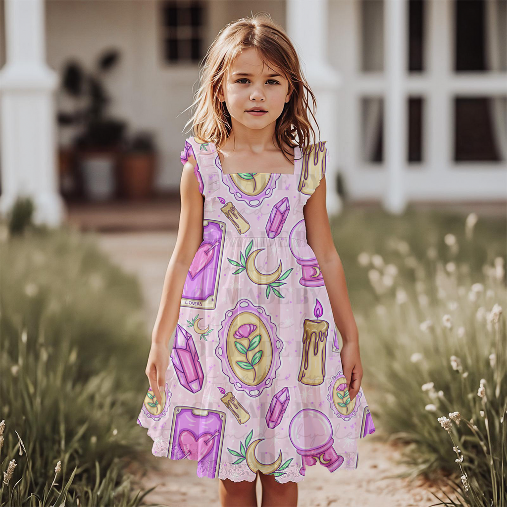 Pink Witchy Tarot Seamless Pattern | Crystal Moon Magic Digital Paper | Lovers Card Sublimation Background