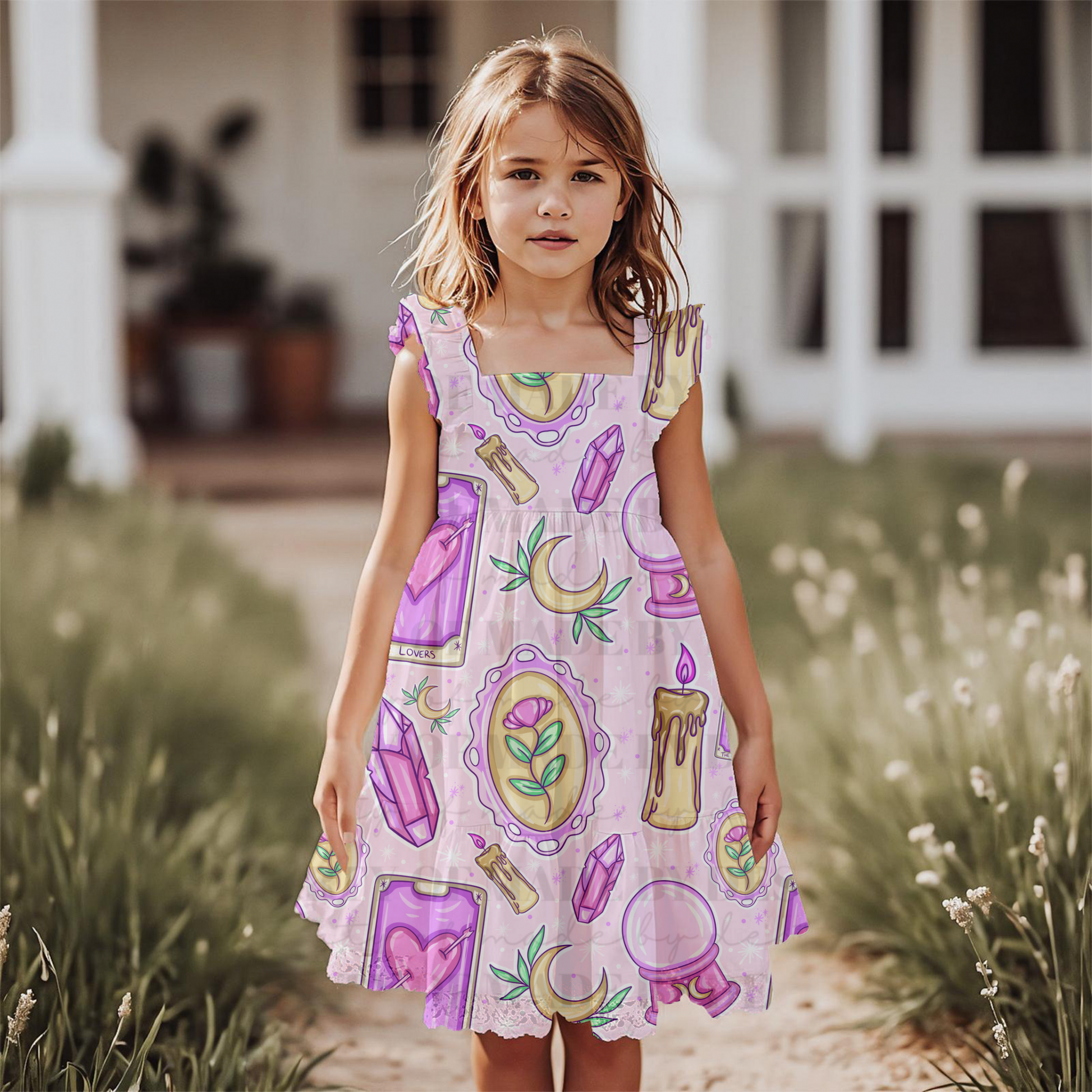 Pink Witchy Tarot Seamless Pattern | Crystal Moon Magic Digital Paper | Lovers Card Sublimation Background