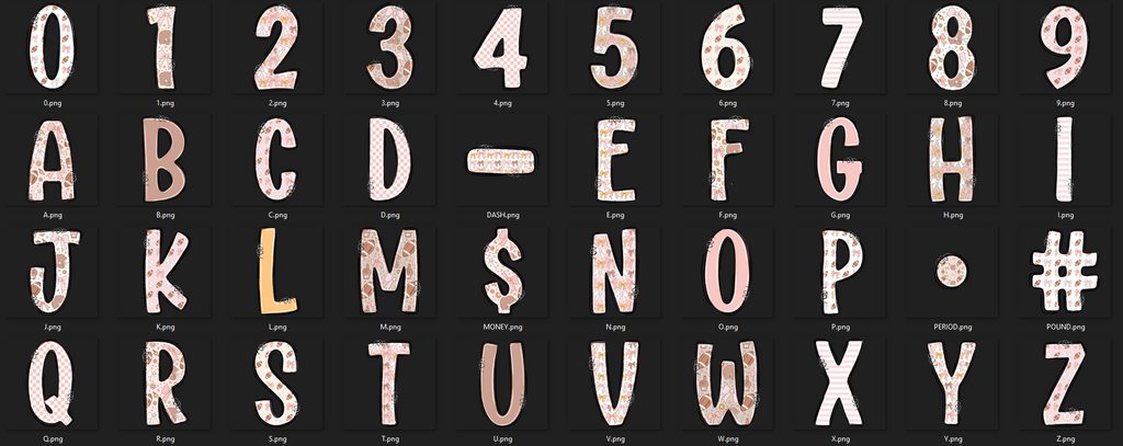 School Spirit Alpha Set – Cheer, Football, & Game Day Letters PNG