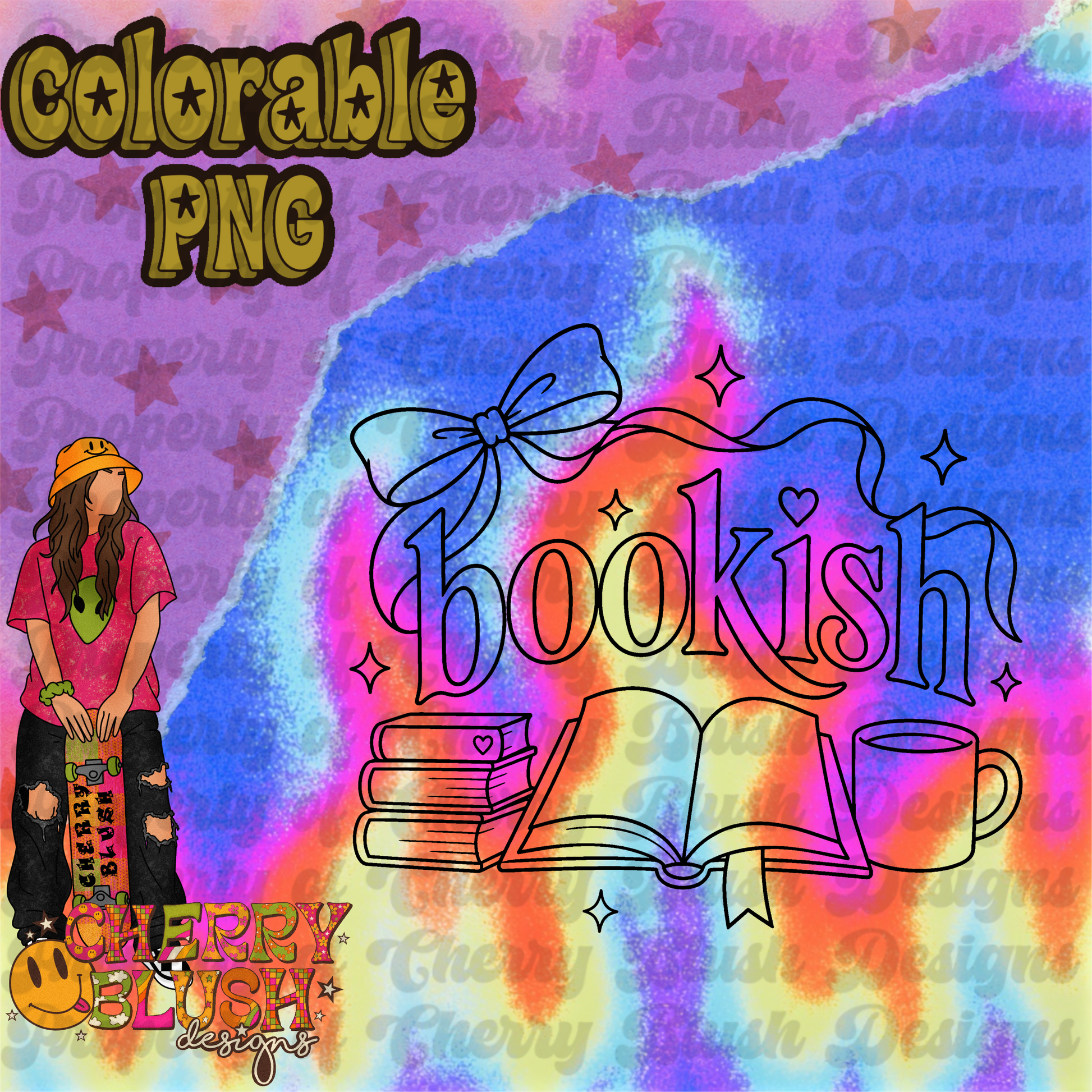 Bookish Colorable PNG