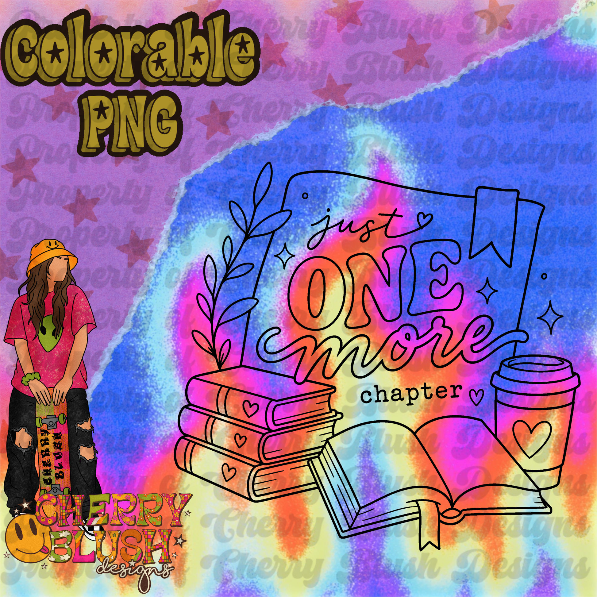 Just One More Chapter Colorable PNG