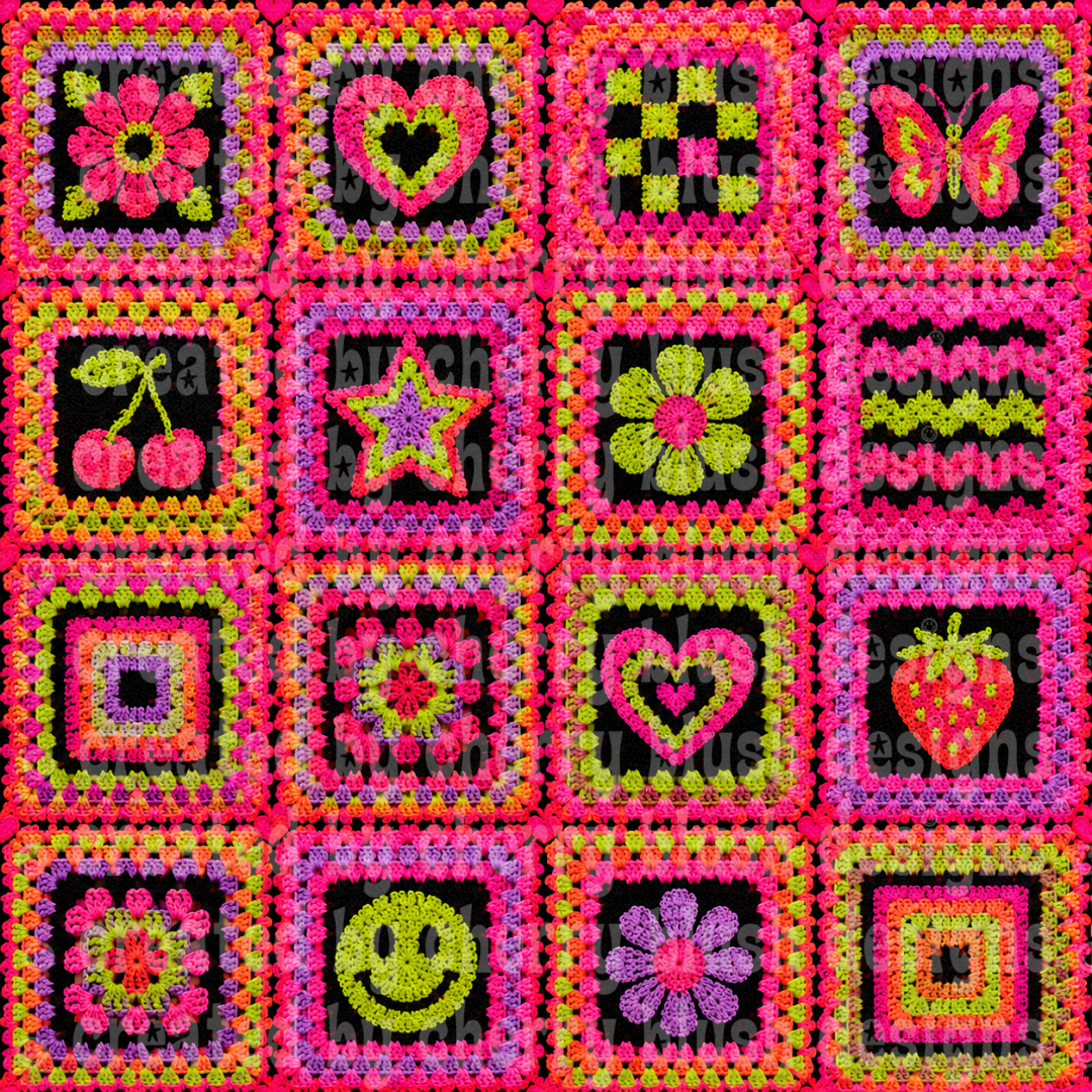 Neon Icons Crochet Seamless