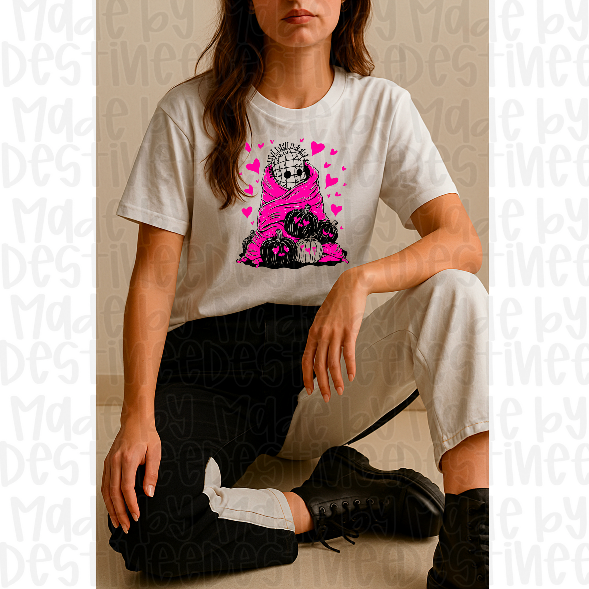 🖤 Baby Pinhead Wrapped in Pink – Horror Baddie Fall PNG