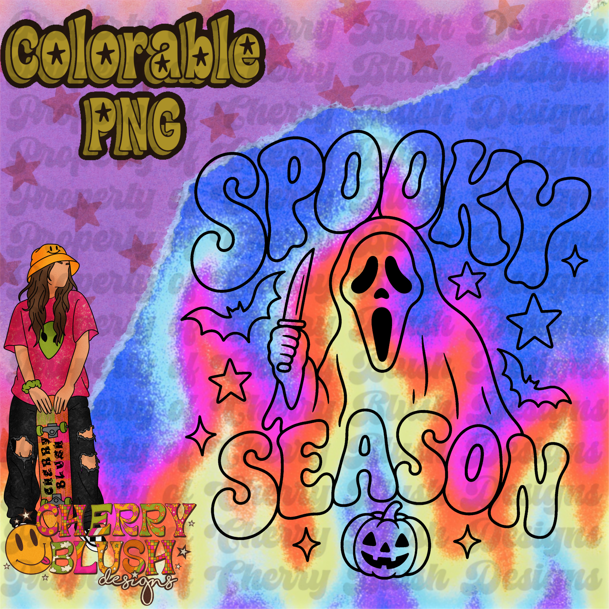 Spooky Season Colorable PNG