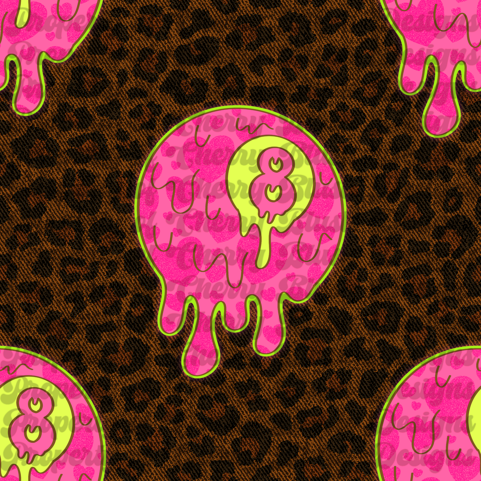 Drippy Valentine 8-Ball Seamless Pattern