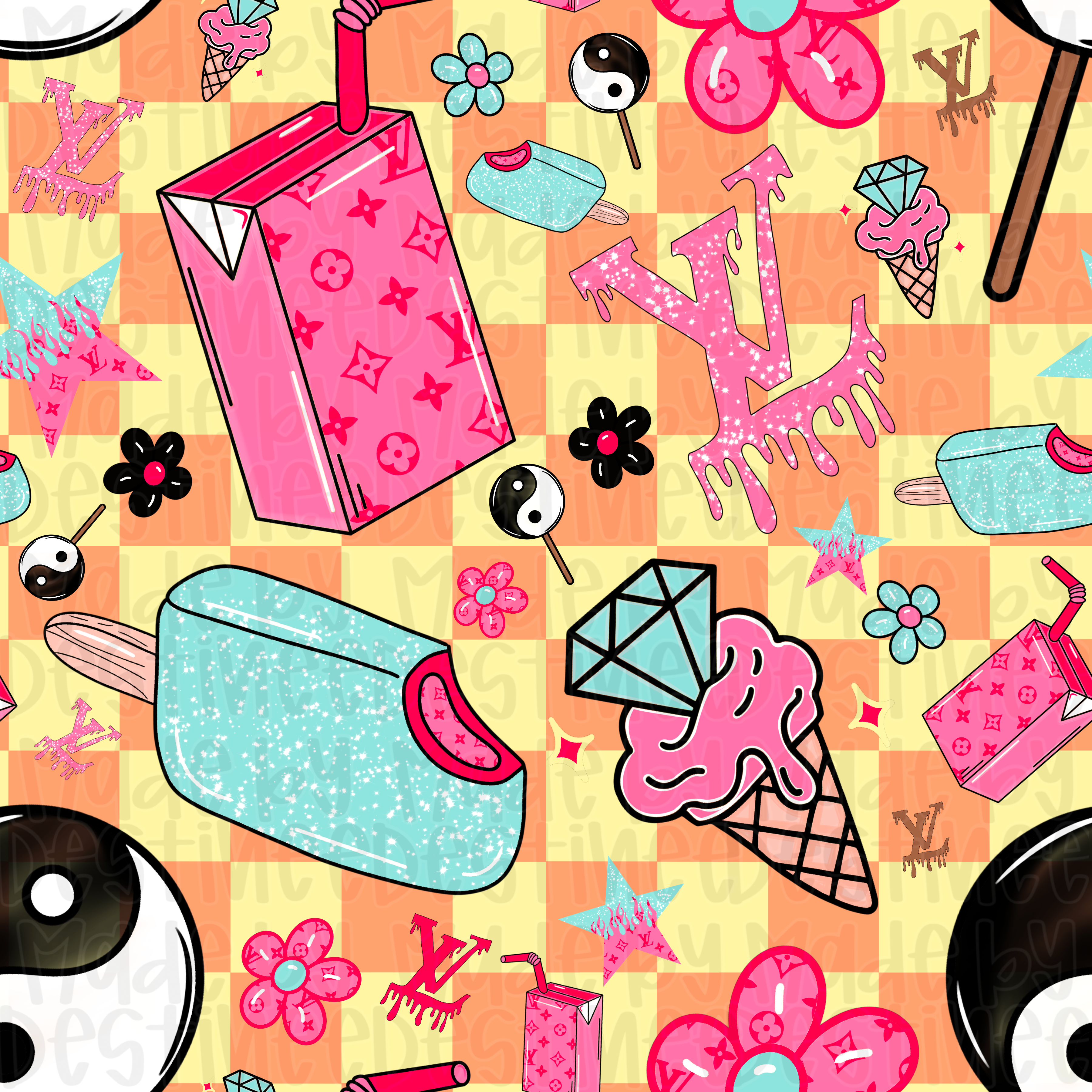 Boujee Snack Time Seamless Pattern – Y2K Aesthetic Digital Download ...
