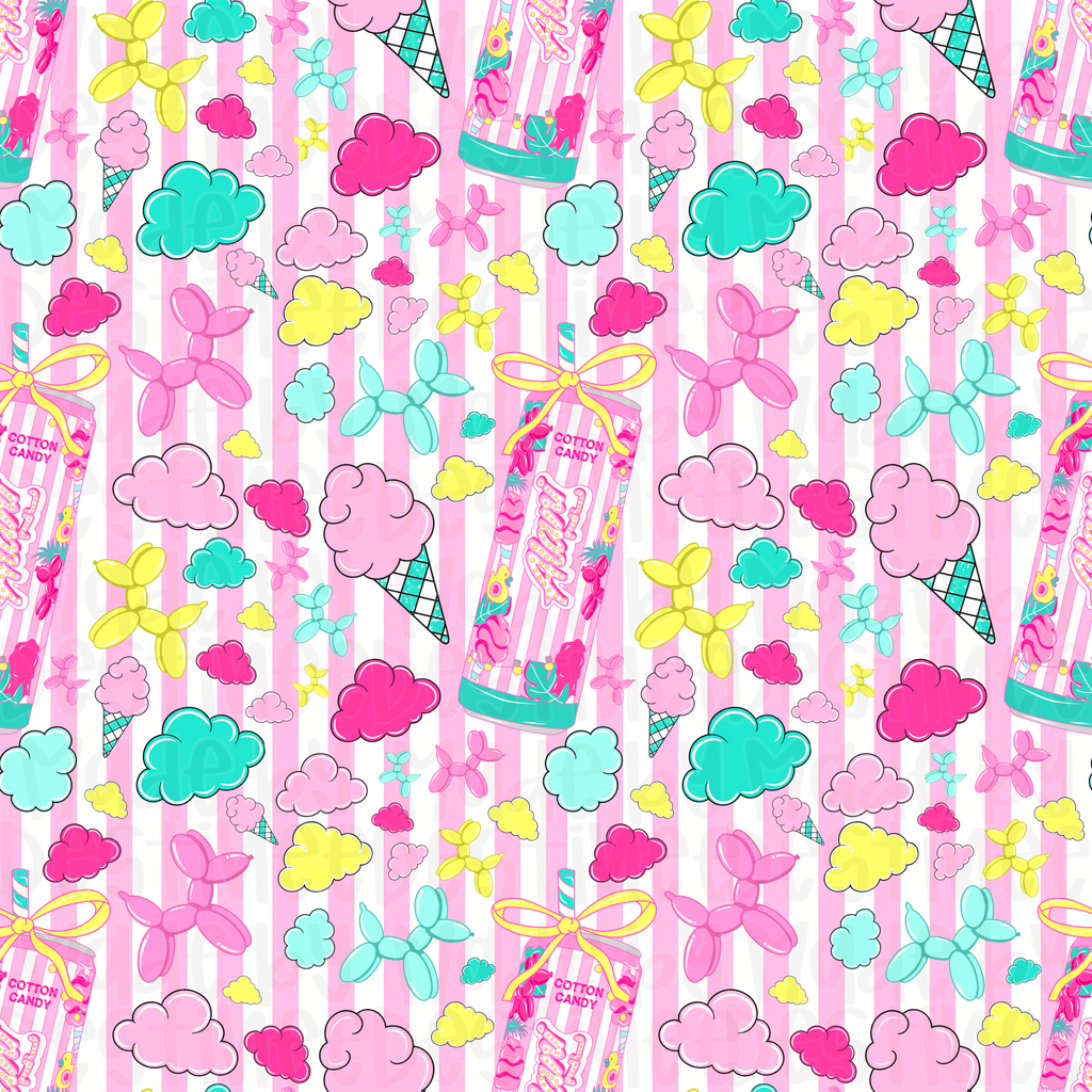 Alani Nu Cotton Candy Seamless Pattern – Y2K Balloon Animals & Clouds