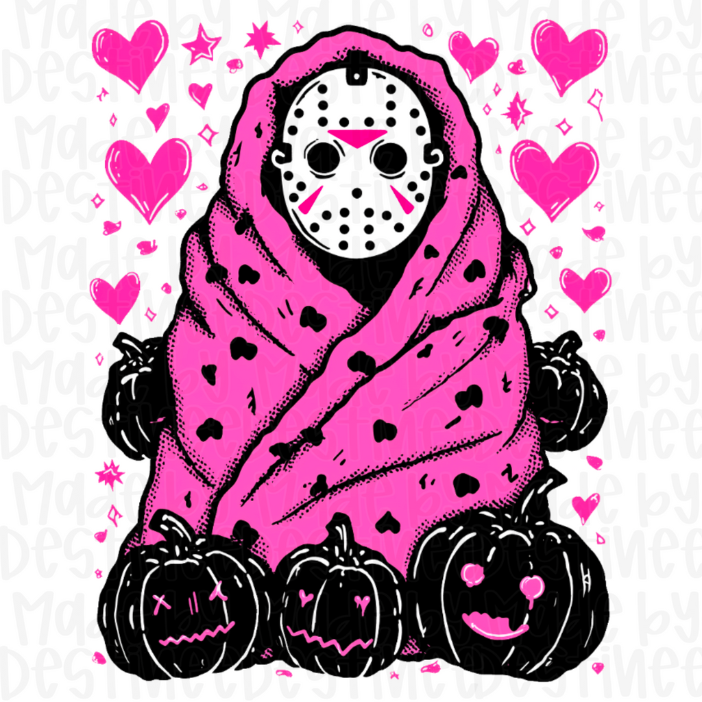 🎀 Cozy Jason – Wrapped Horror Baddie PNG for White Backgrounds