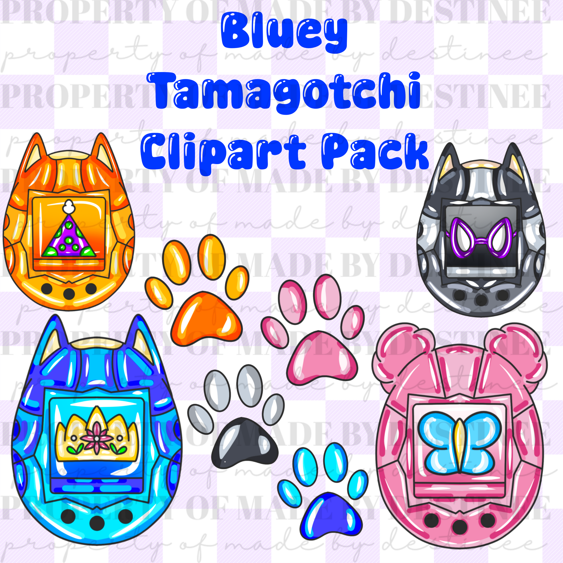 Bluey Tamagotchi Clipart Pack | Digital PNG Files