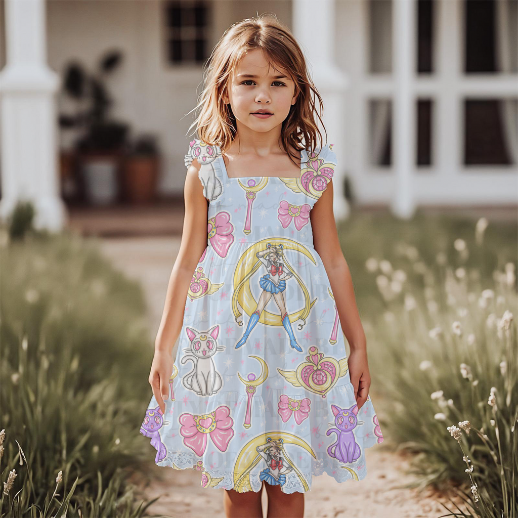 Magical Girl Seamless Pattern | Cute Moon Cat Digital Paper | Anime Bow & Wand Sublimation Background