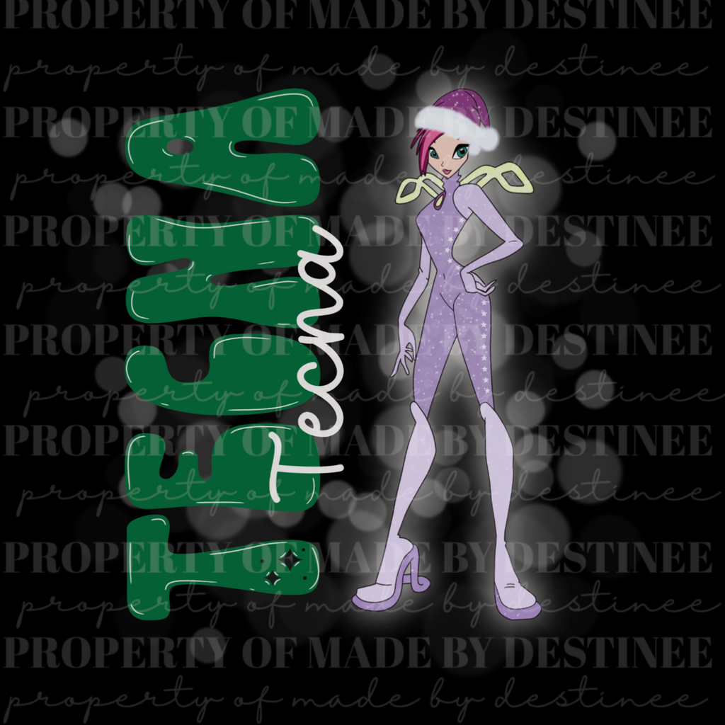 💚 Winx Club Tecna Christmas PNG | Retro Holiday Character Design for Tees, DTF & Sublimation | Made by Destinee x Ditsy Gal Designs