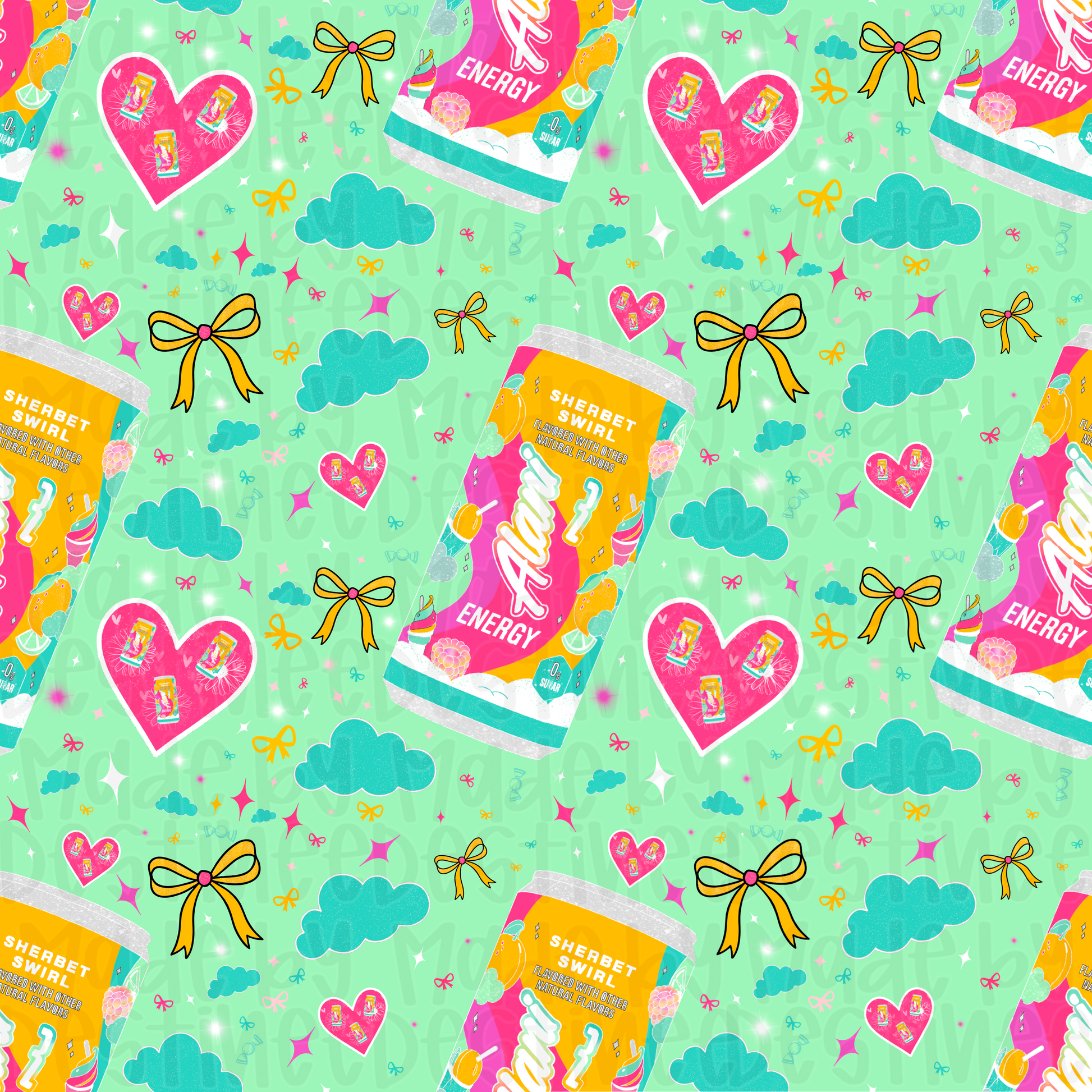 Sherbet Swirl Alani Energy Seamless Pattern – Cute Retro PNG for Sublimation & Crafts