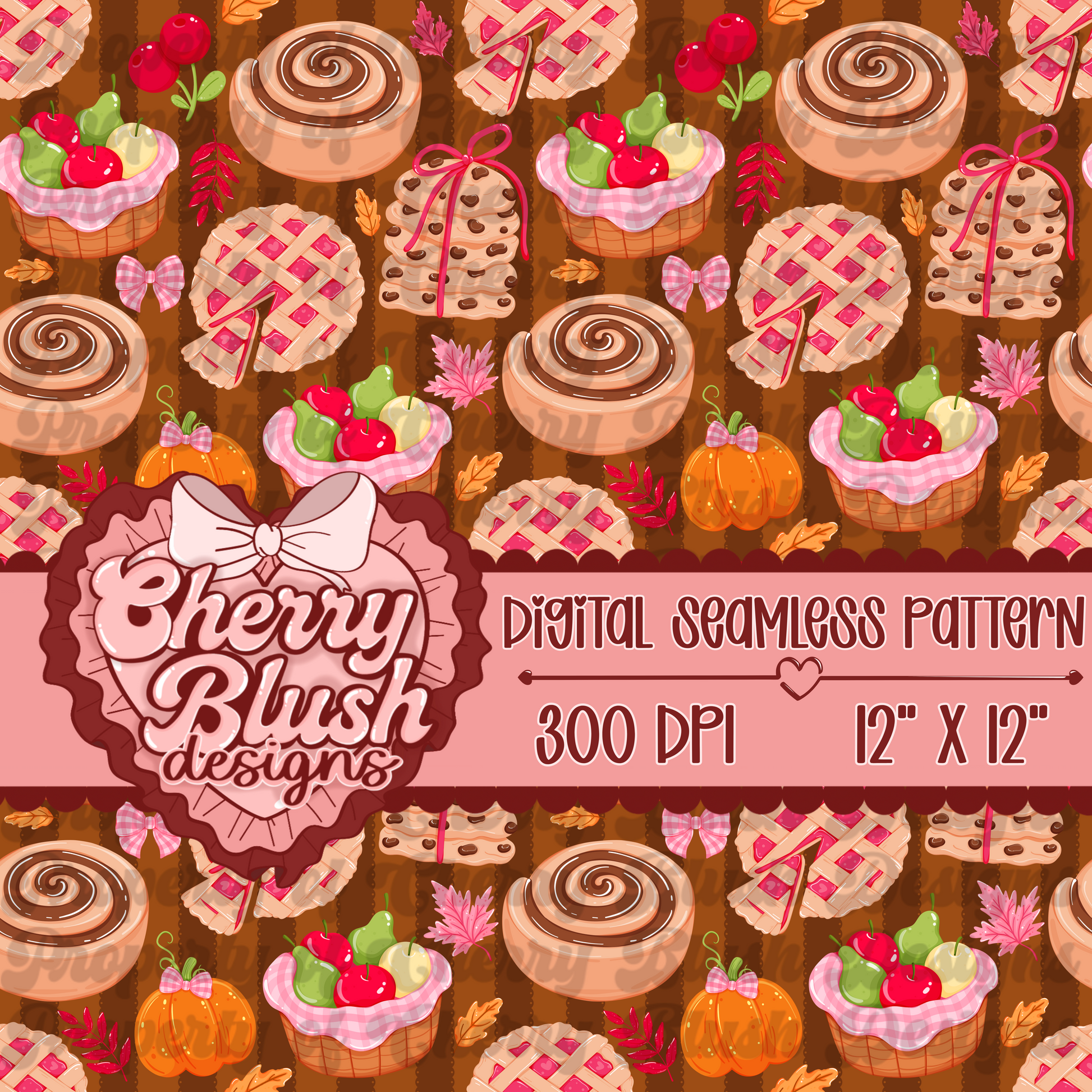 ✨ Semi-Exclusive Fall Bakery Treats Seamless Pattern | 300 DPI | 12x12