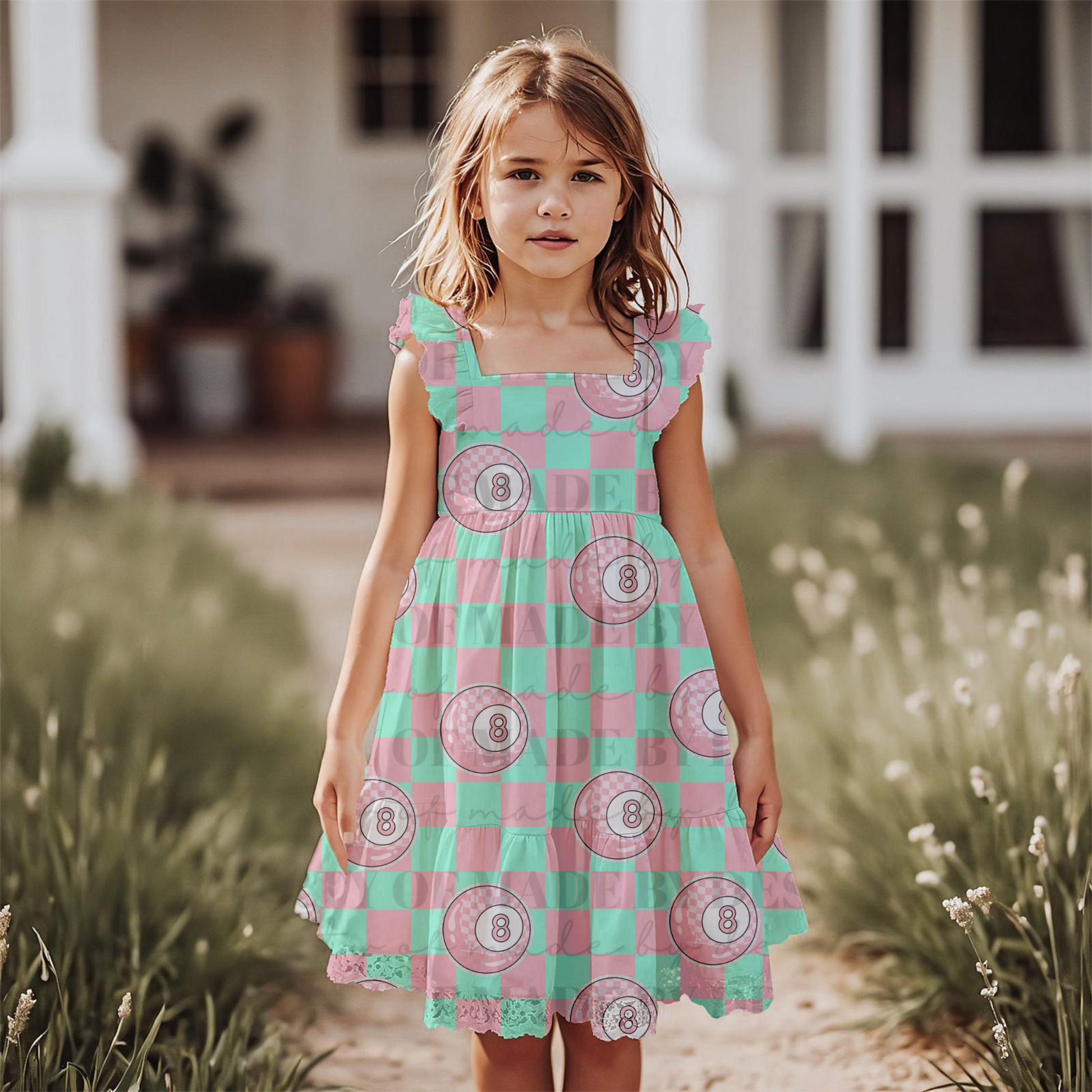 Pink Checkered 8 Ball Seamless PNG