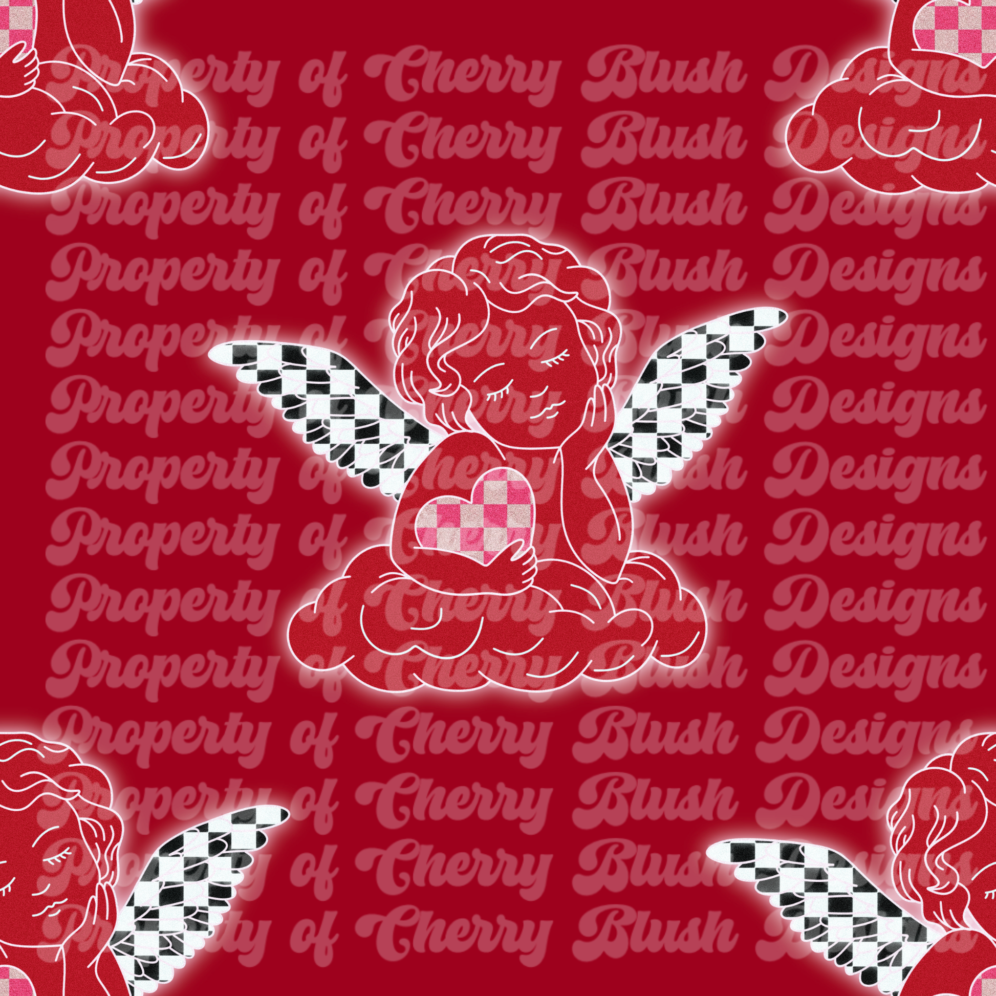 Valentine Angel Seamless Pattern