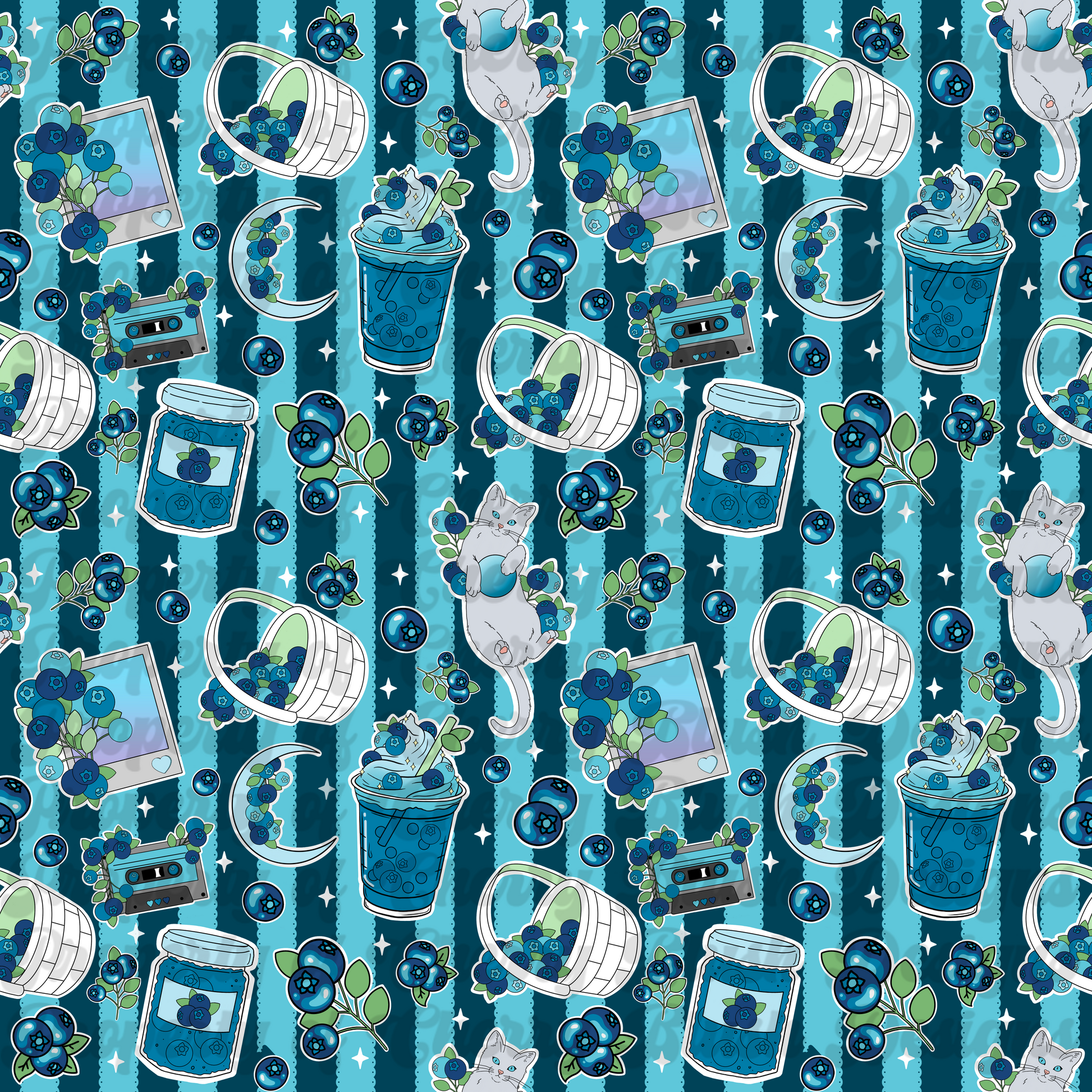 ✨ Semi-Exclusive Blueberry Cottagecore Seamless Pattern | 12x12 | 300 DPI