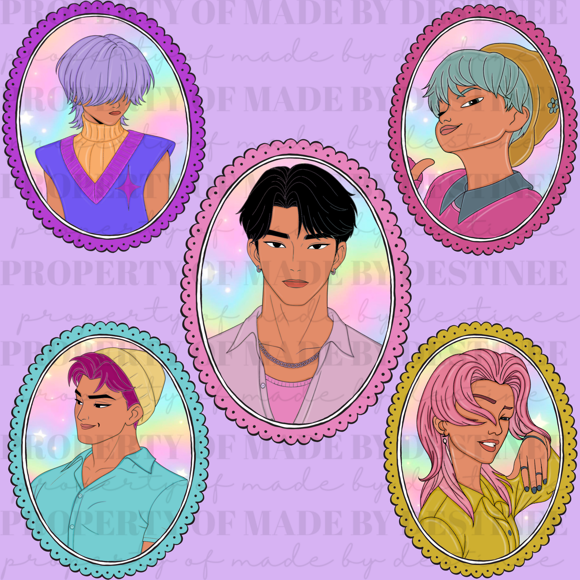 Saja Boys Clipart Pack | Colorful Anime Portrait Illustrations