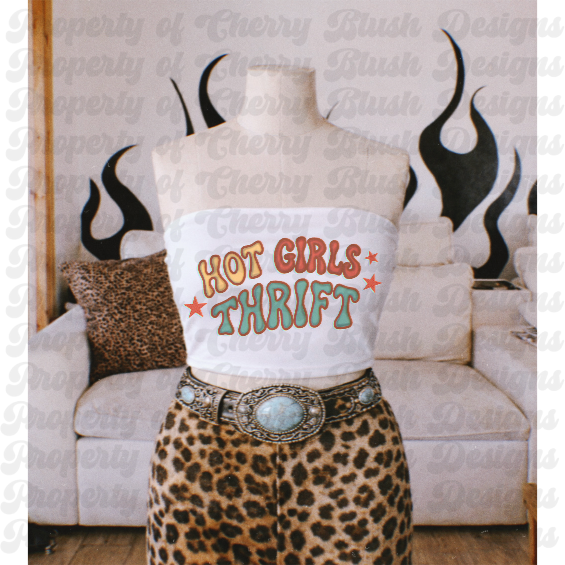Hot Girls Thrift PNG | Trendy Retro Thrifting Shirt Design | Groovy Vintage Graphic for Sublimation
