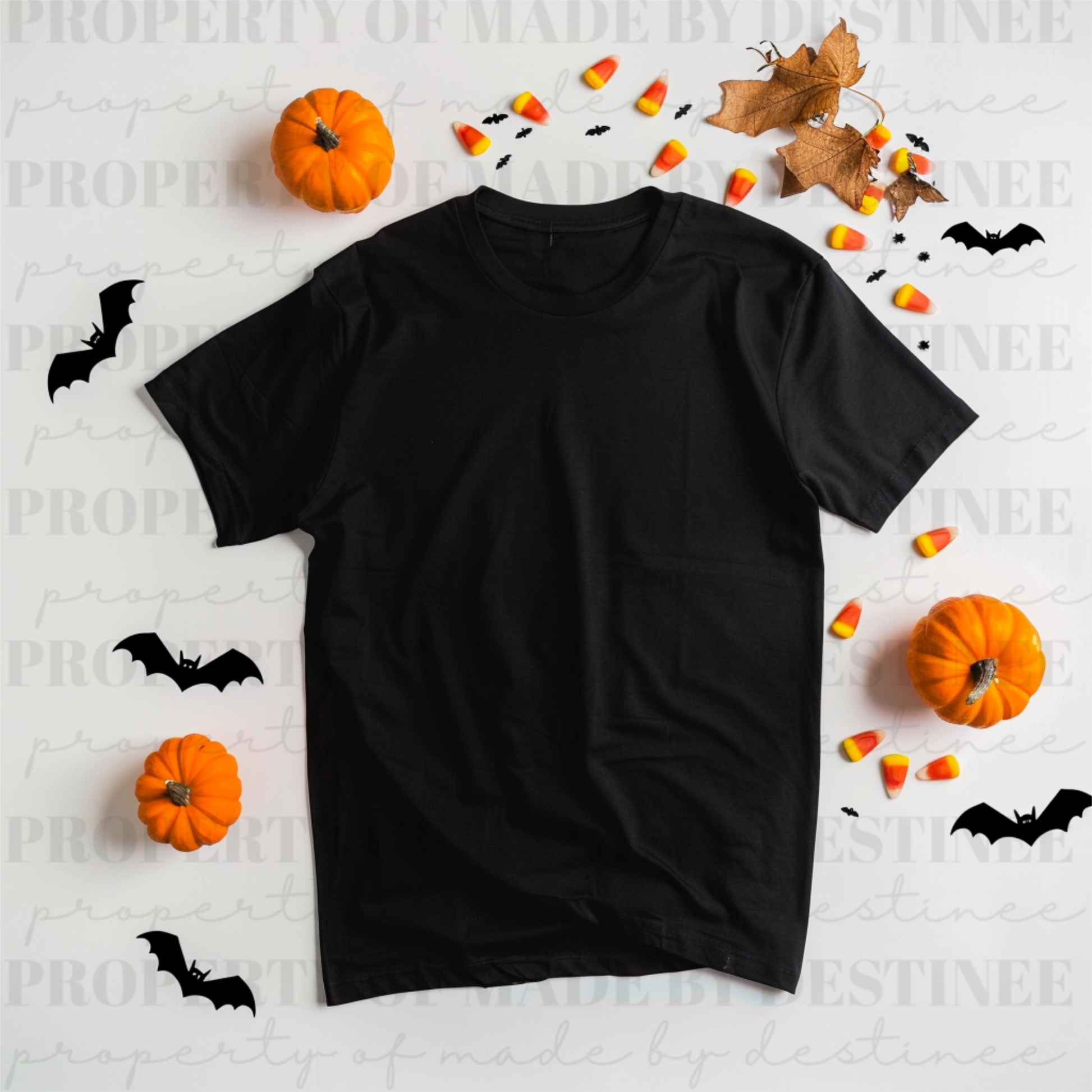 FREEBIE Halloween T-Shirt Mockup | Black Shirt with Pumpkins & Candy Corn
